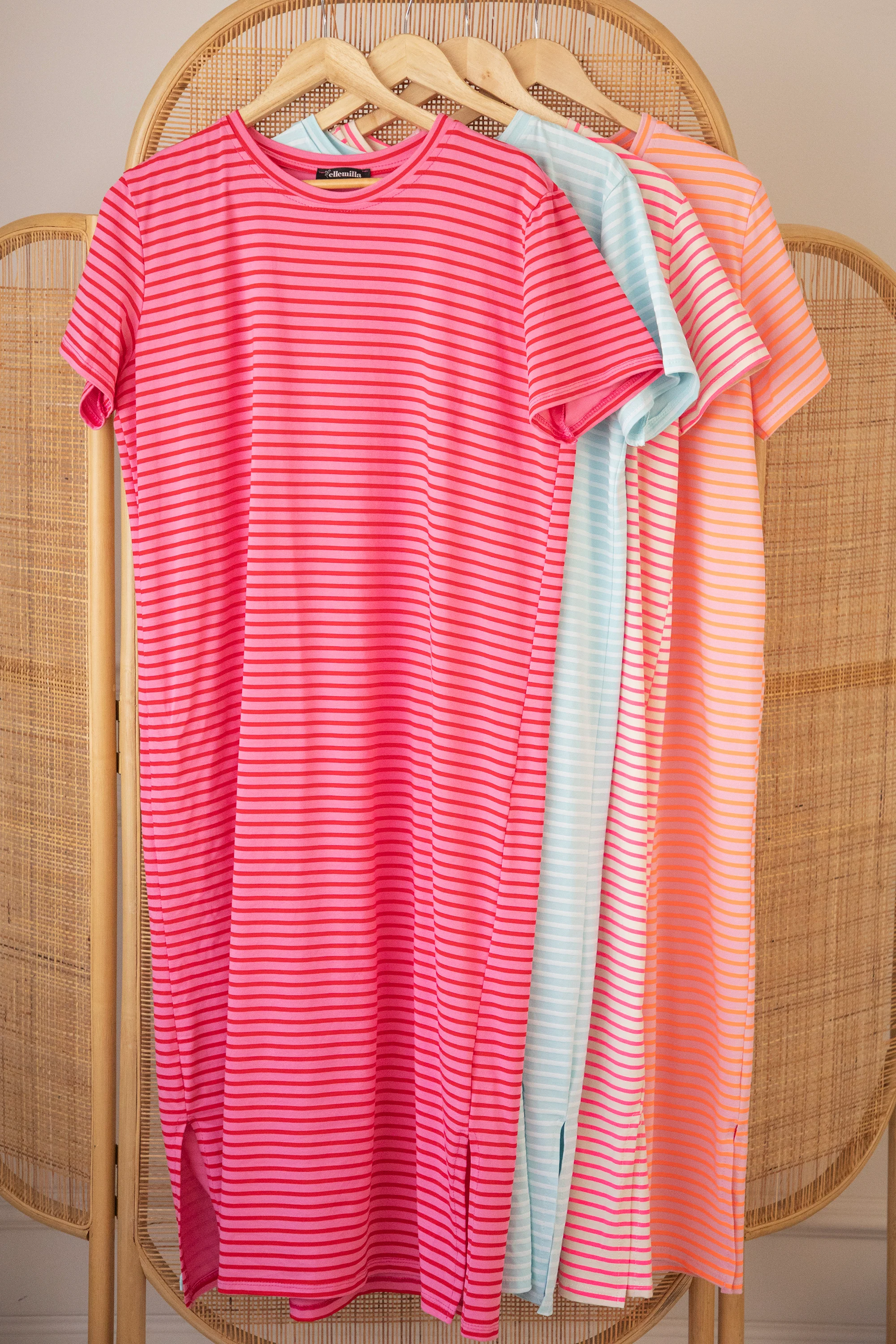 Sadie Stripe Baby Pink/Orange - Maxi Jurk - Image 5