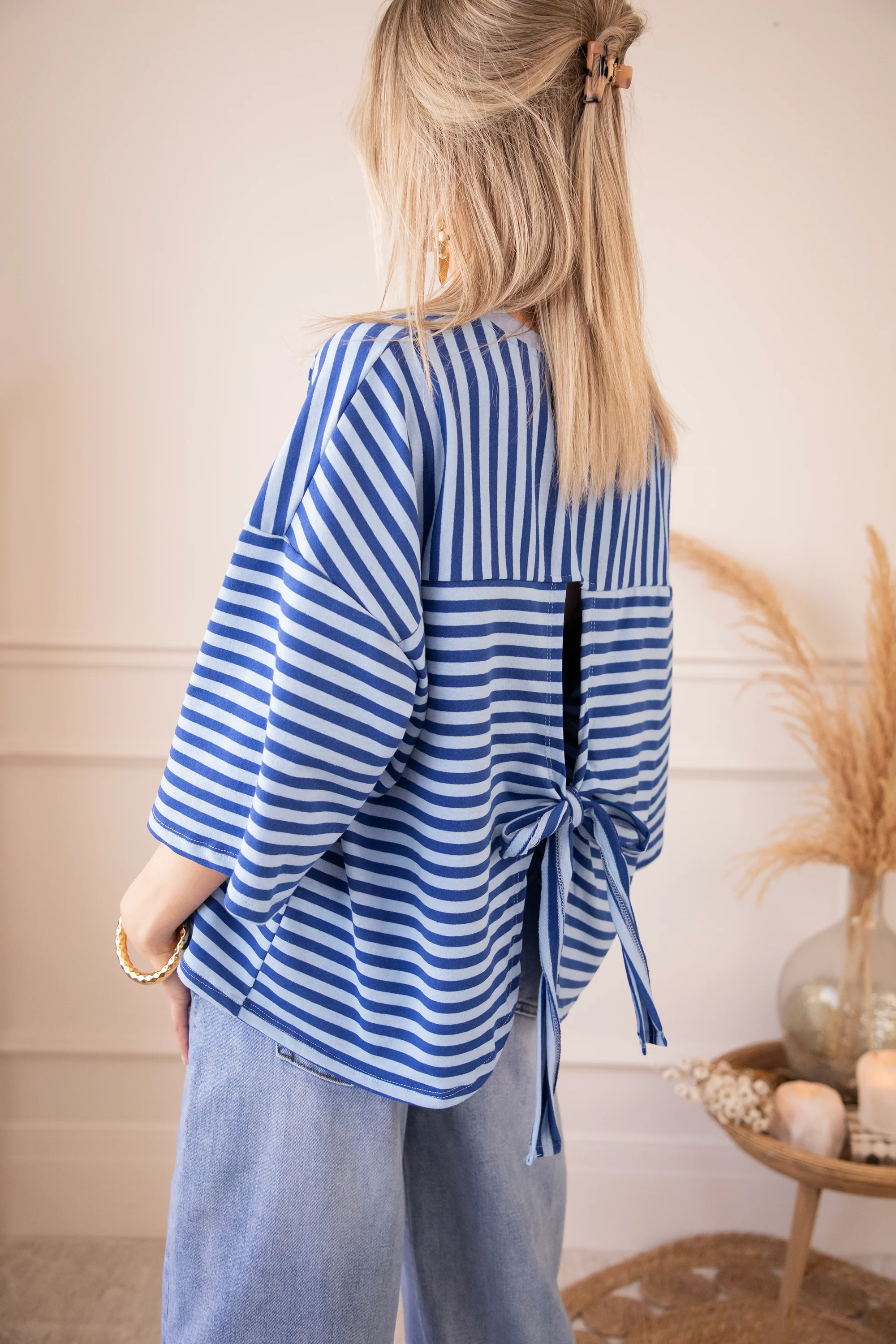 Sadie Stripe Bow Blue/Dark Blue - T-Shirt - Image 5