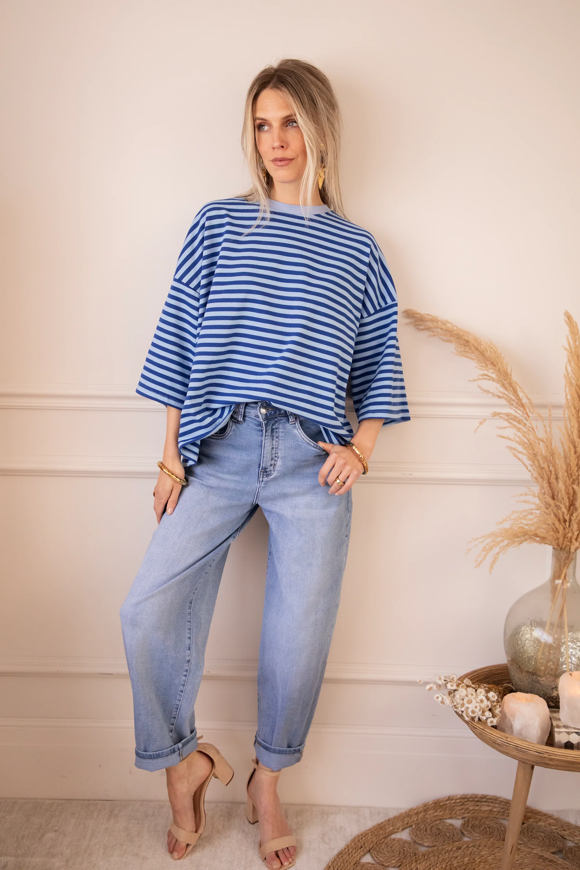 Sadie Stripe Bow Blue/Dark Blue - T-Shirt - Image 7