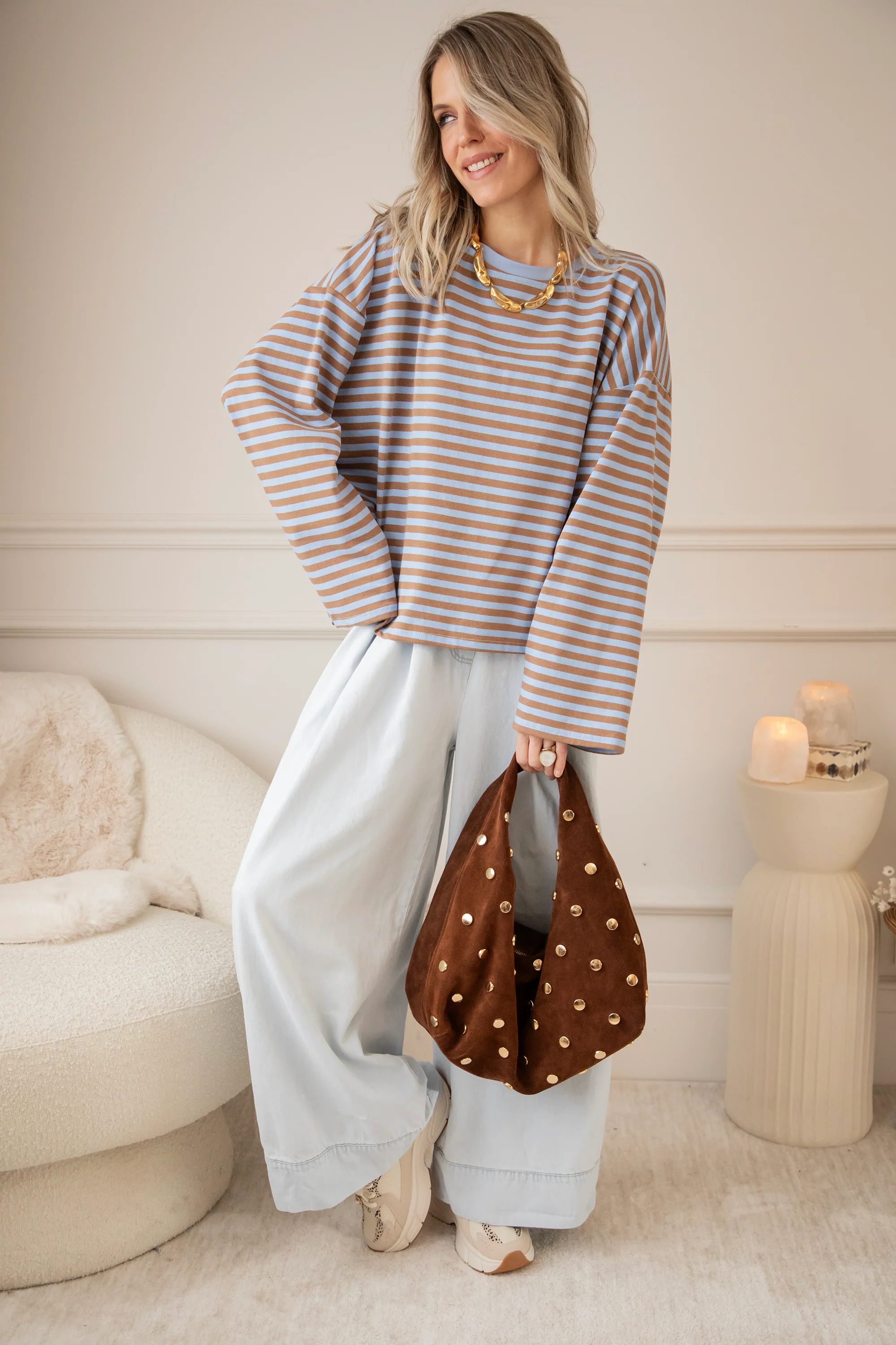 Sadie Stripe Brown/Blue - Longsleeve - Image 10