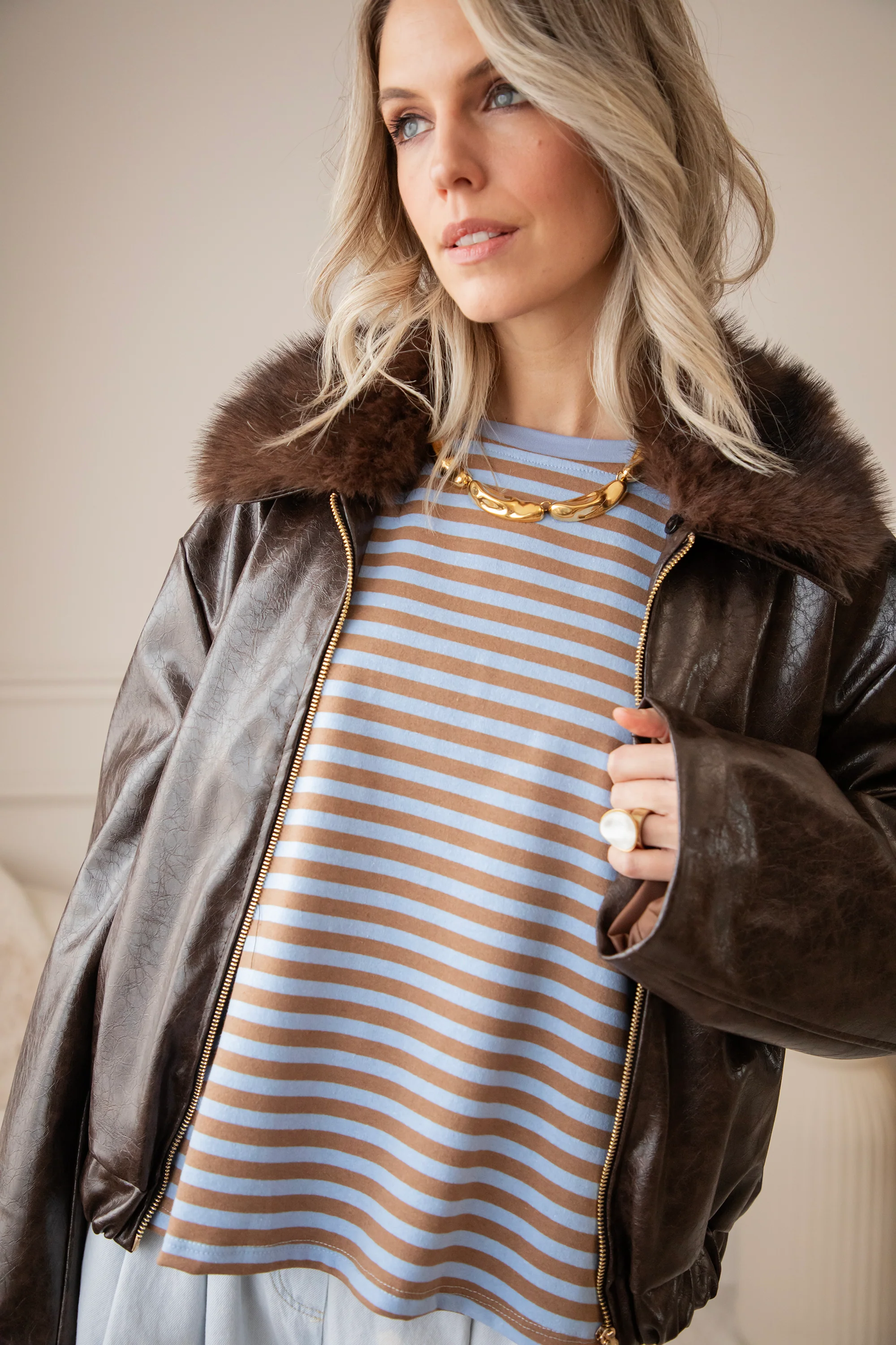 Sadie Stripe Brown/Blue - Longsleeve - Image 12