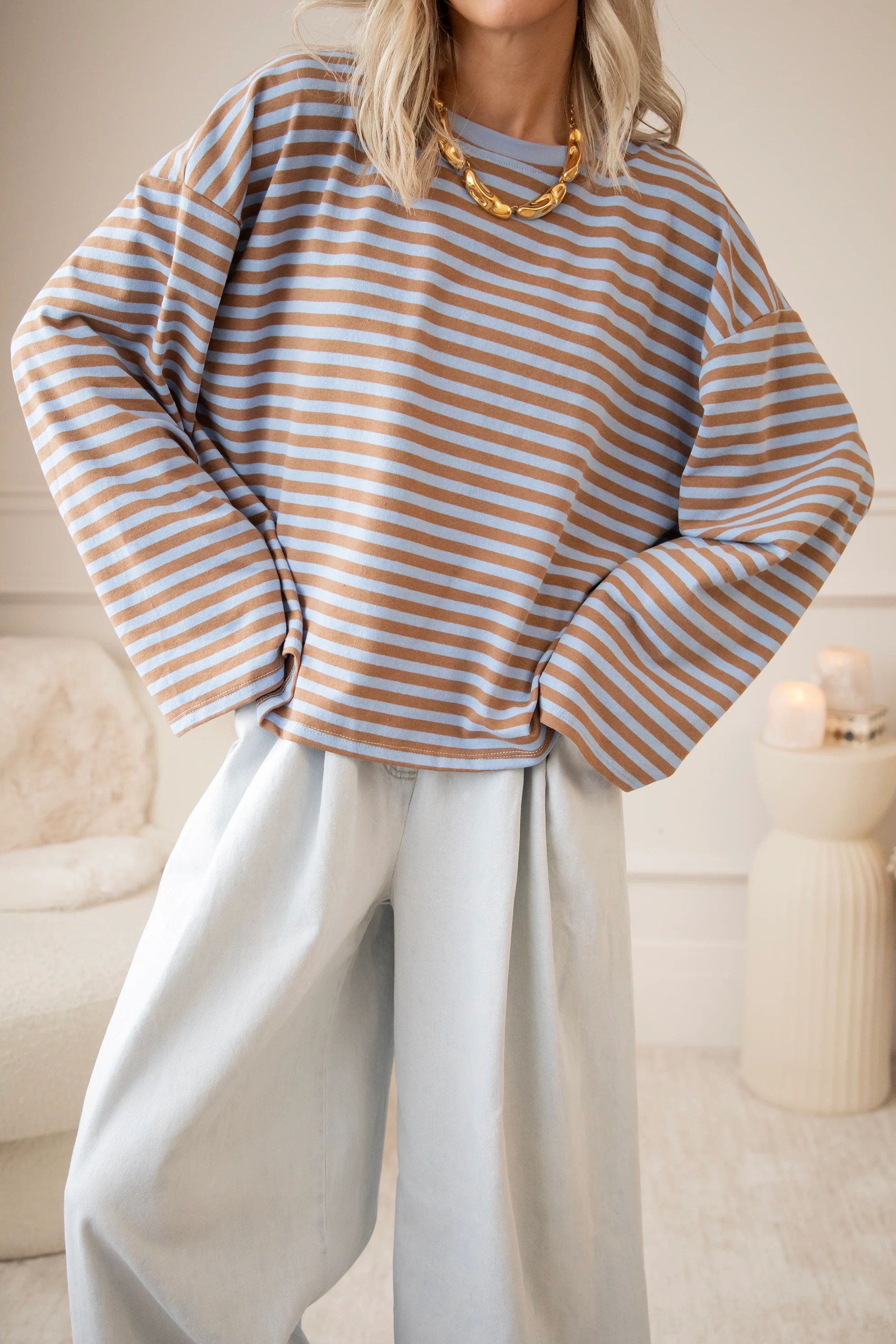 Sadie Stripe Brown/Blue - Longsleeve - Image 3