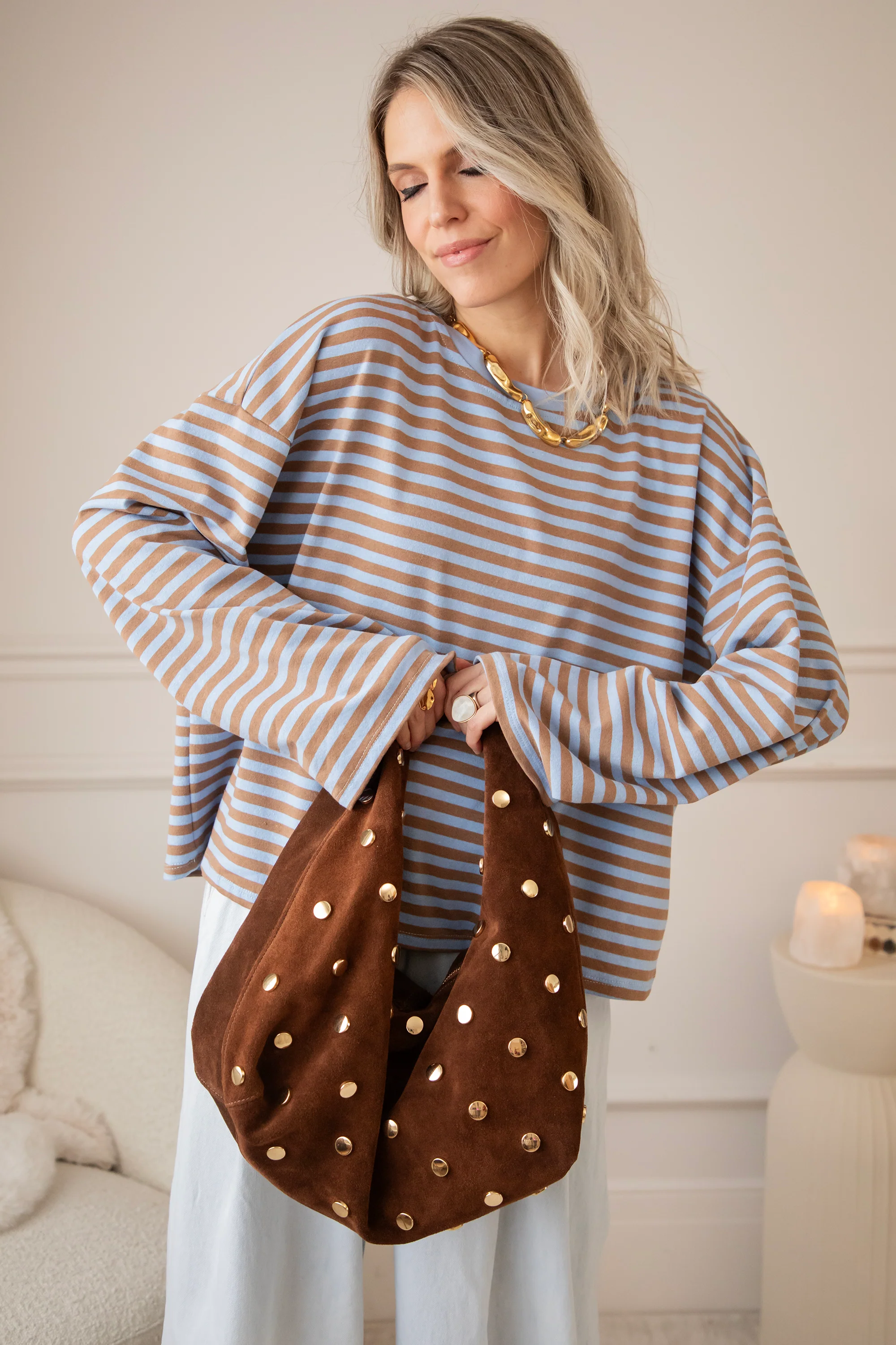 Sadie Stripe Brown/Blue - Longsleeve - Image 4