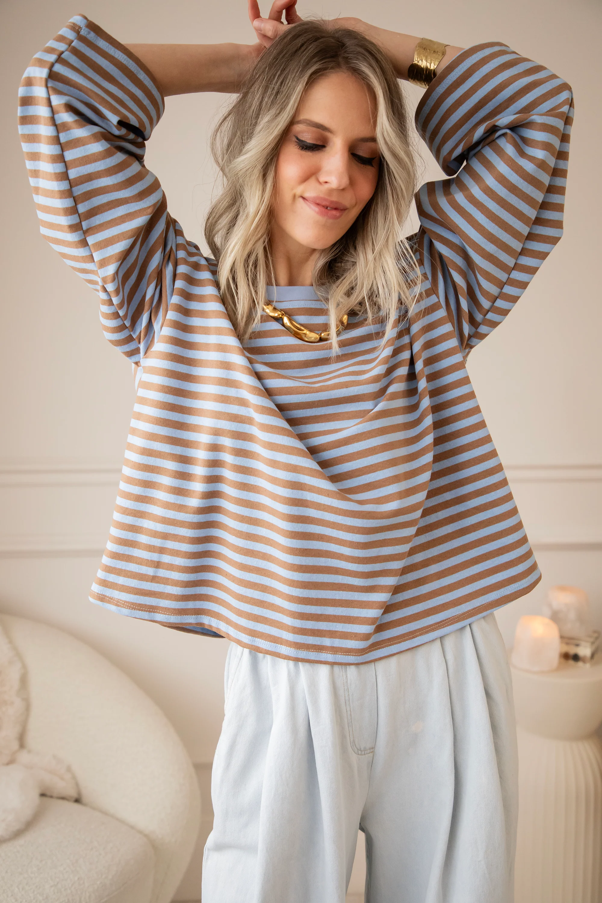 Sadie Stripe Brown/Blue - Longsleeve - Image 9