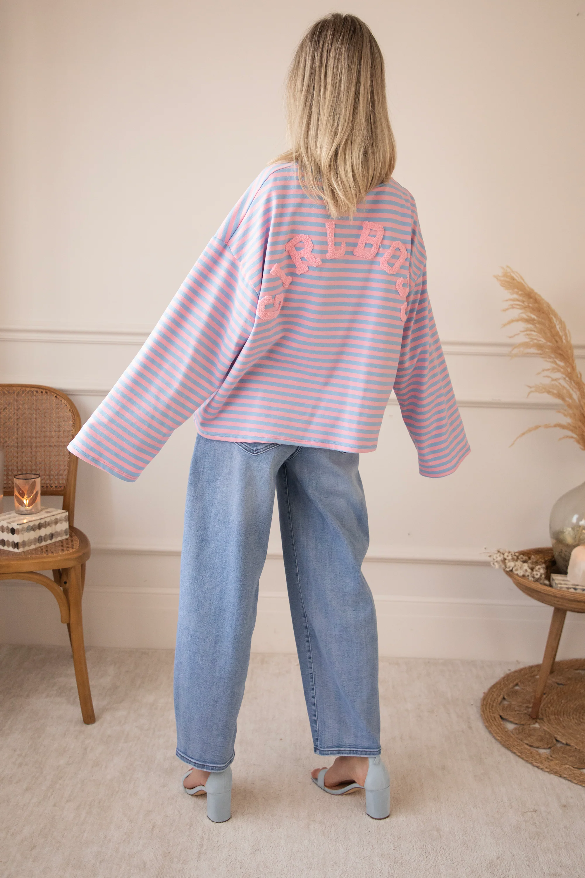 Sadie Stripe Girl Boss Soft Pink/Baby Blue - Longsleeve - Image 9