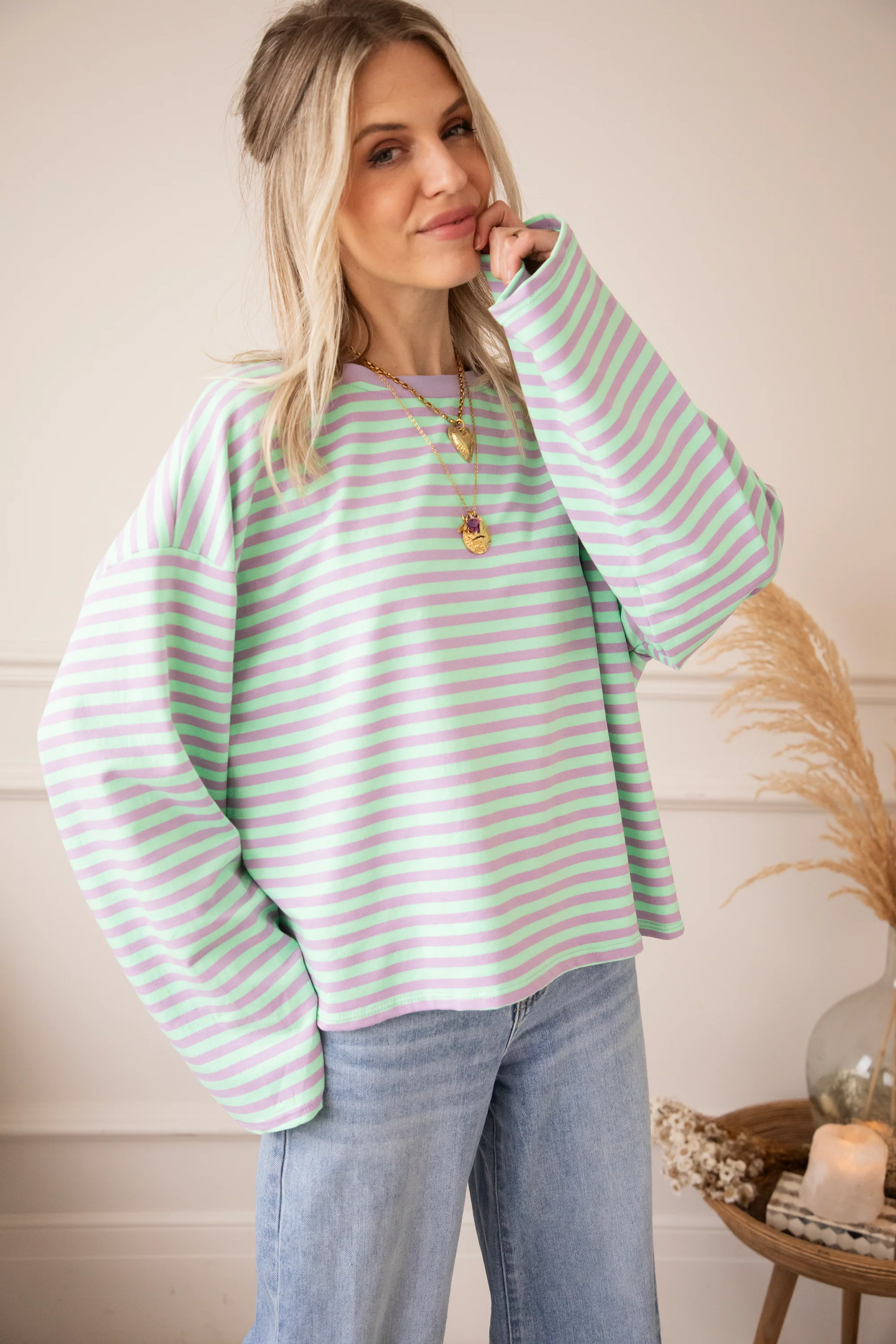 Sadie Stripe Lila/Mint - Longsleeve - Image 3