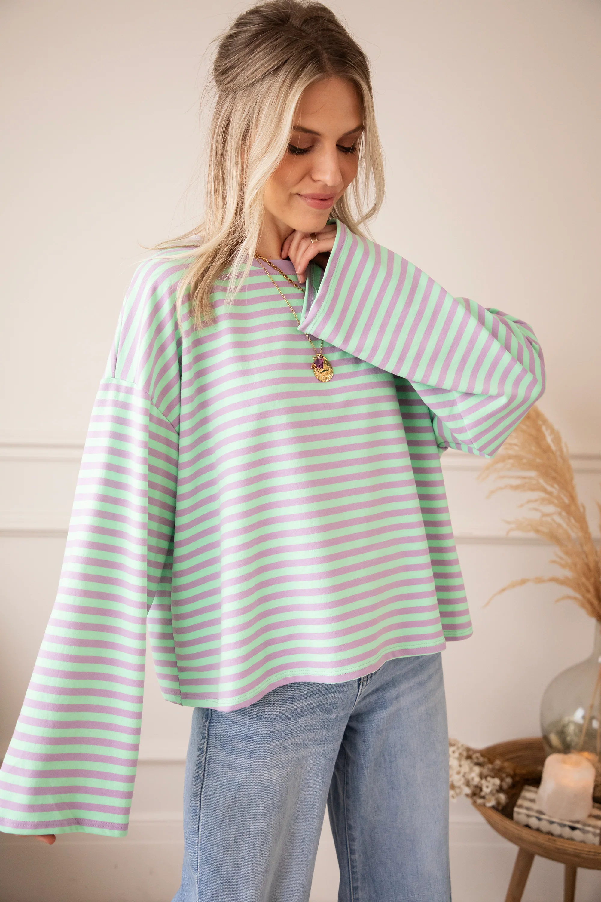Sadie Stripe Lila/Mint - Longsleeve - Image 4