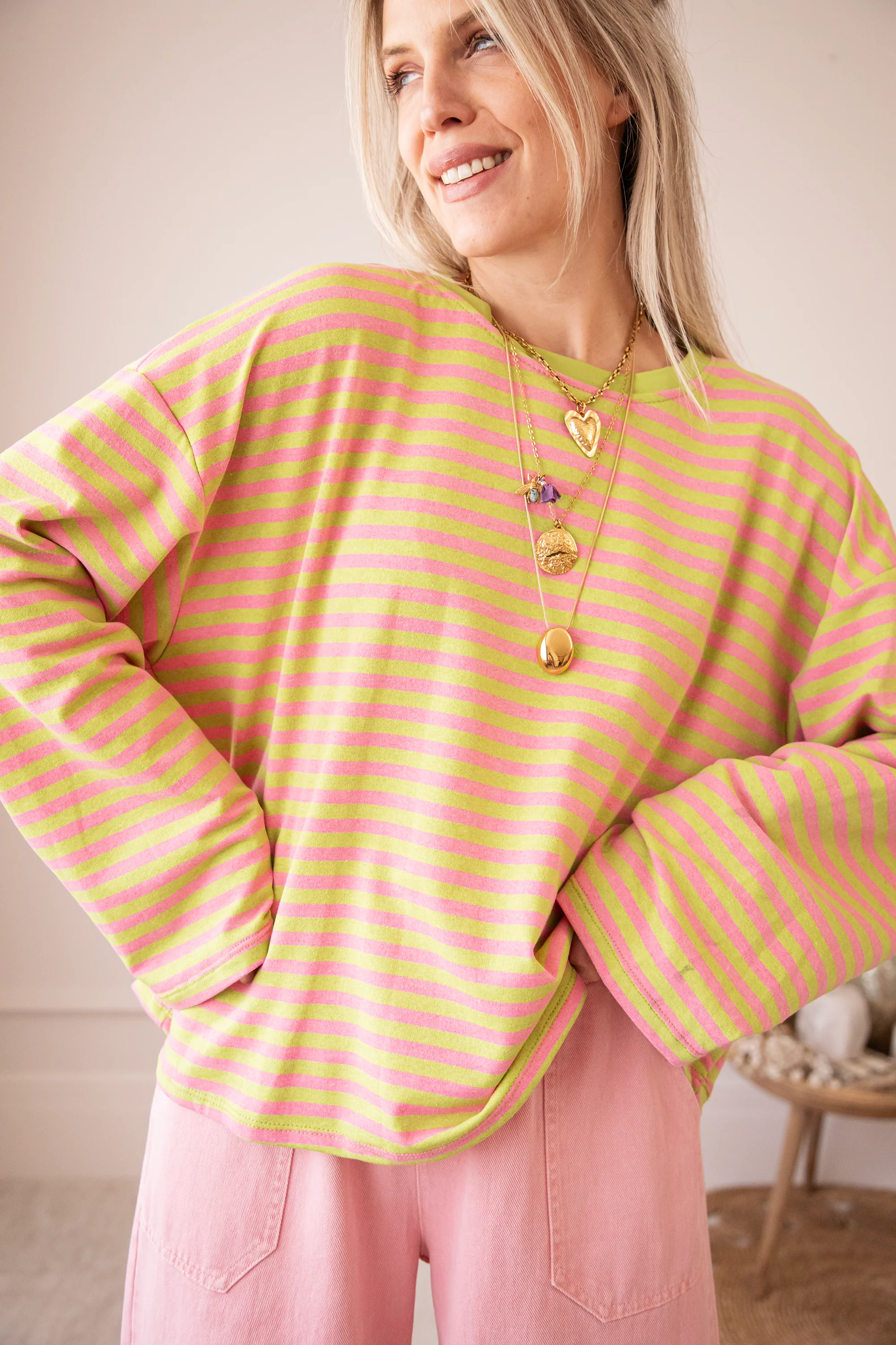 Sadie Stripe Lime/Pink - Longsleeve - Image 3