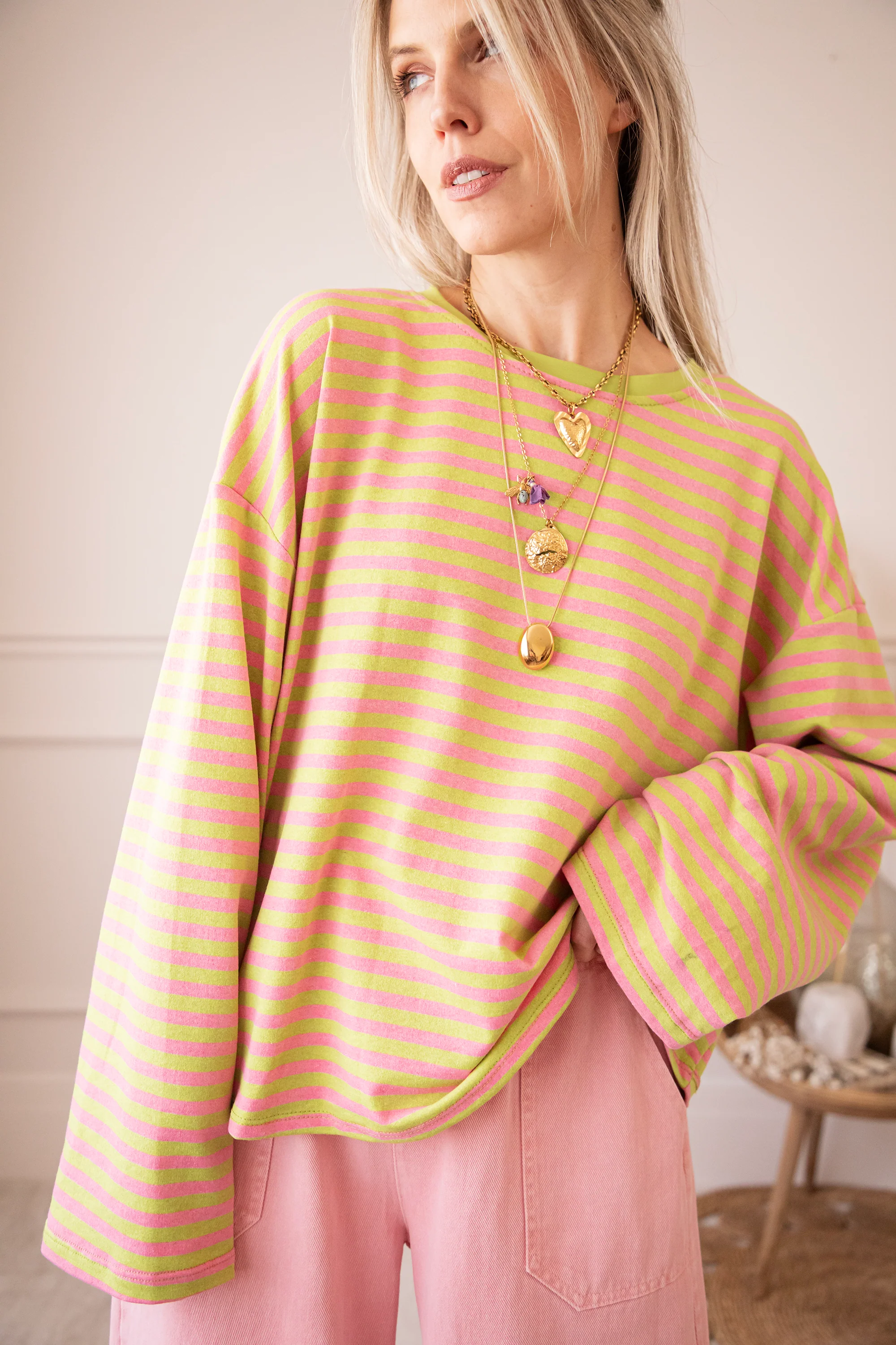 Sadie Stripe Lime/Pink - Longsleeve - Image 4
