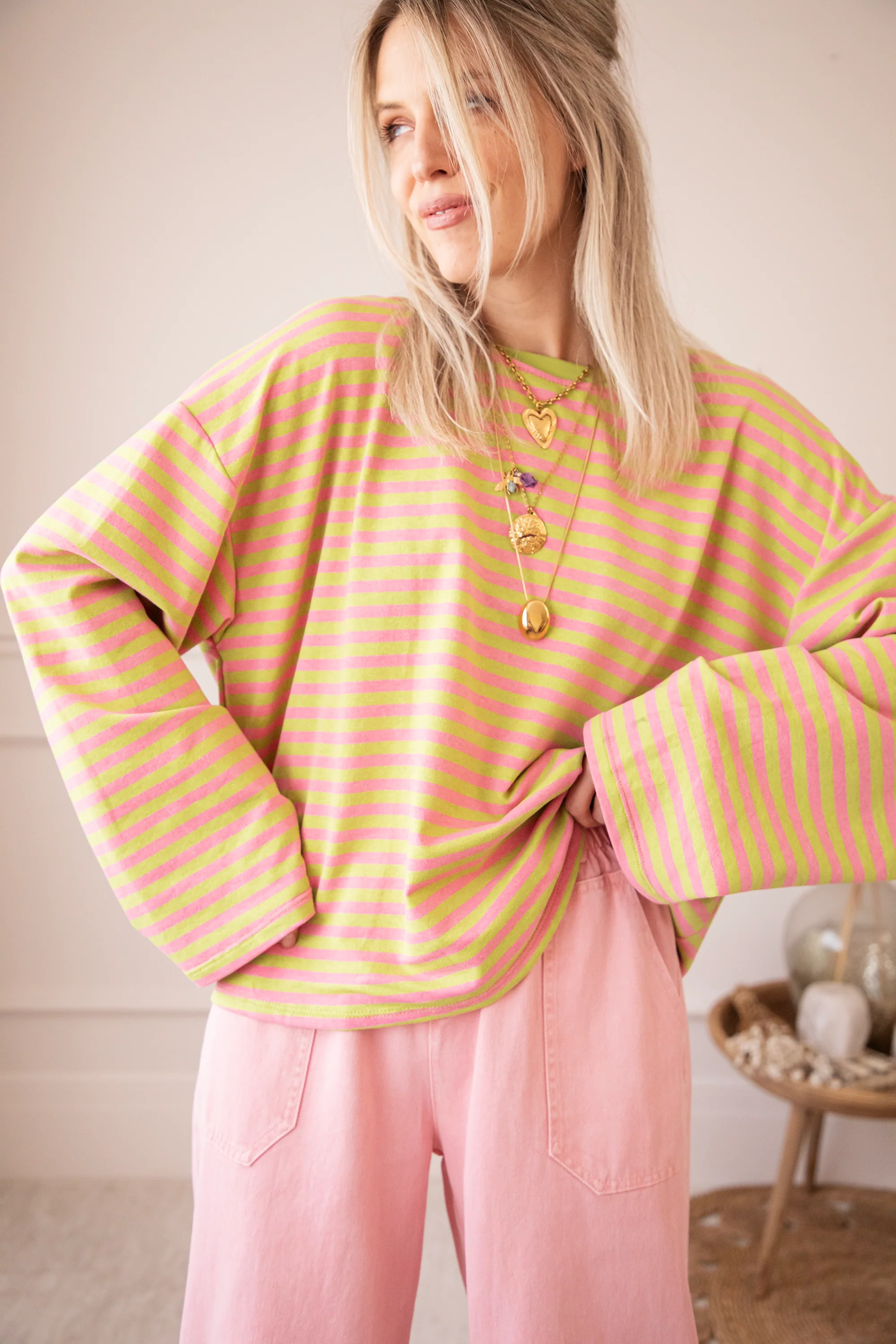 Sadie Stripe Lime/Pink - Longsleeve - Image 6