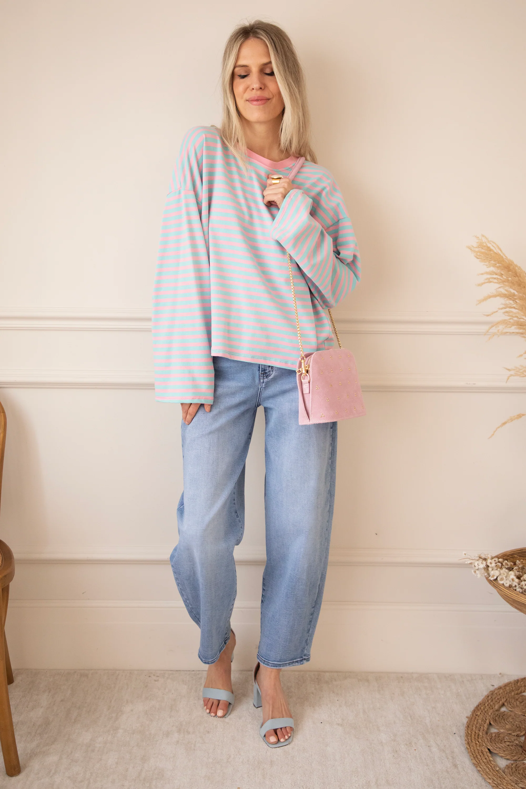 Sadie Stripe Mommy Sky Blue/Baby Pink - Longsleeve - Image 10