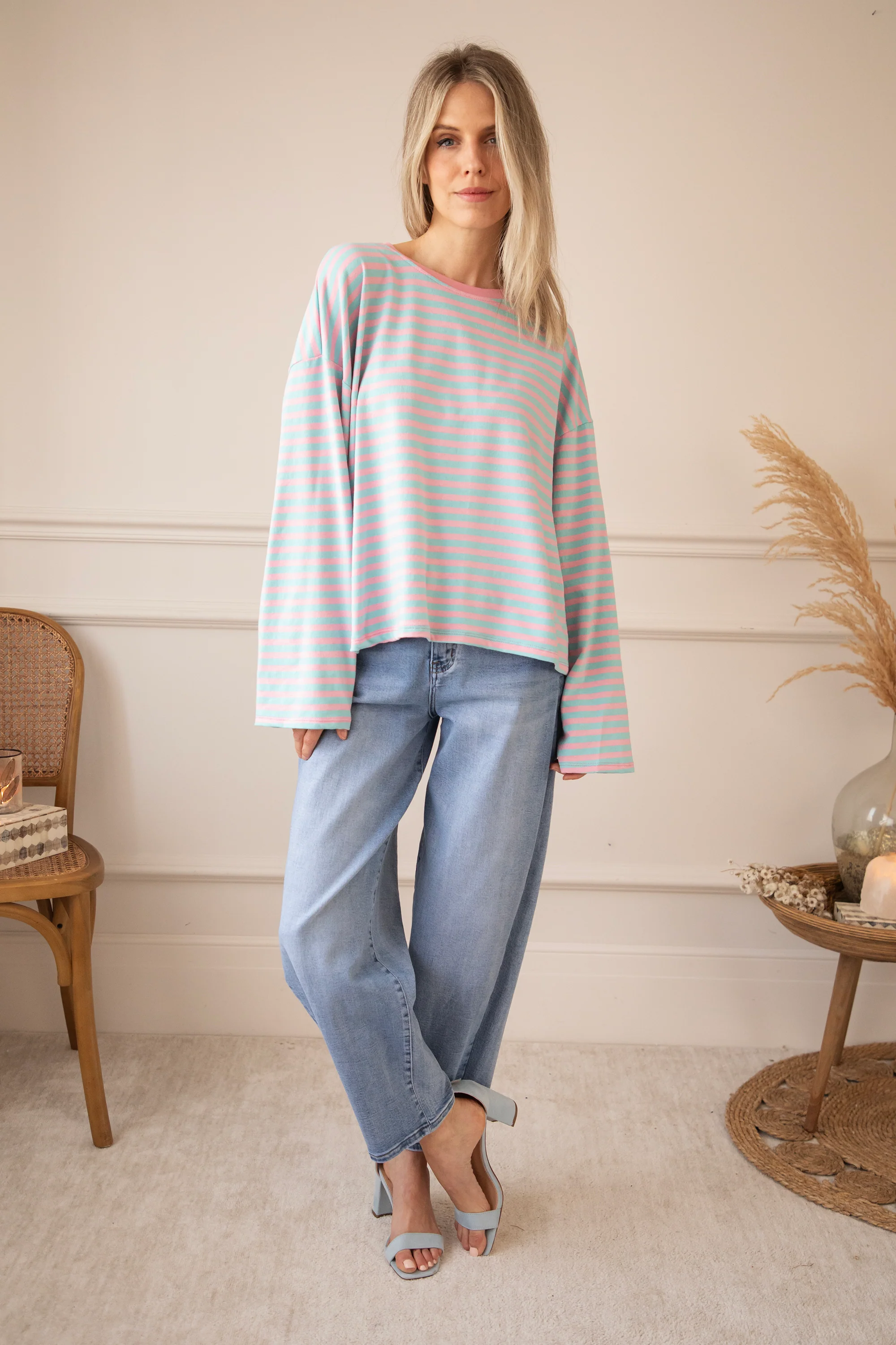 Sadie Stripe Mommy Sky Blue/Baby Pink - Longsleeve - Image 12