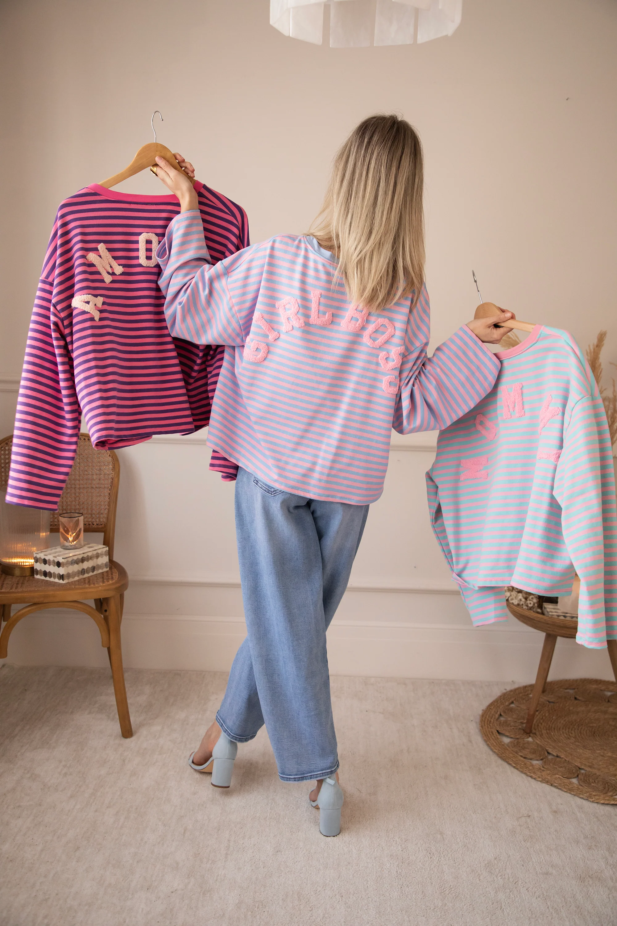 Sadie Stripe Mommy Sky Blue/Baby Pink - Longsleeve - Image 14