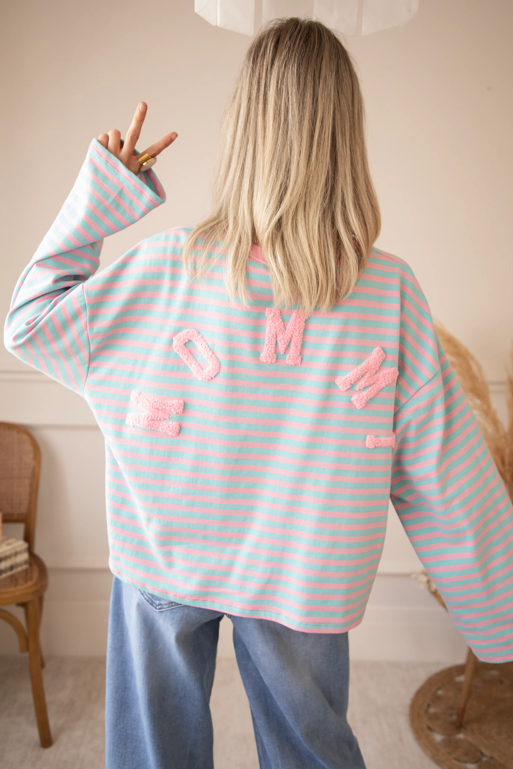 Sadie Stripe Mommy Sky Blue/Baby Pink - Longsleeve - Image 6