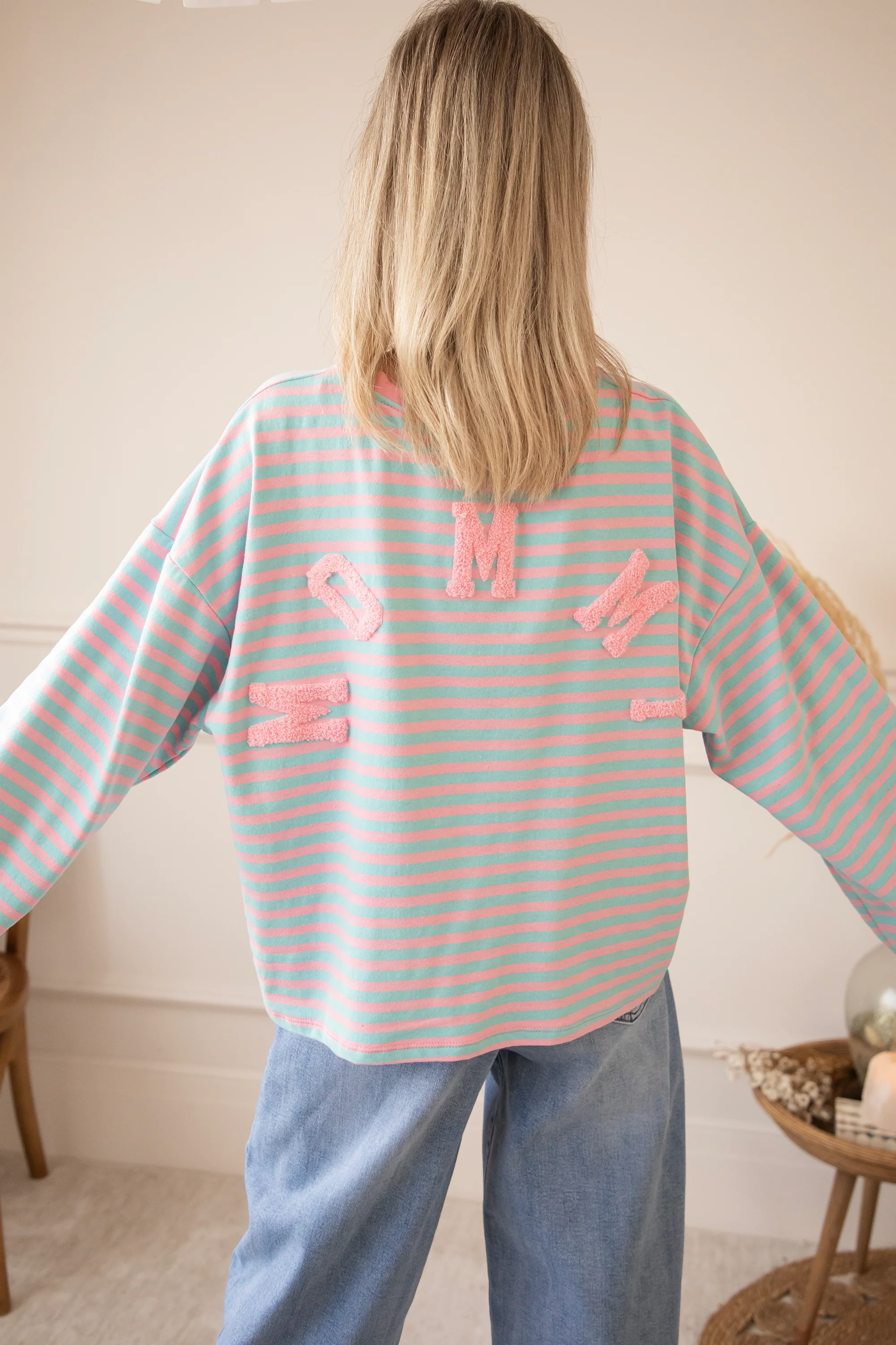 Sadie Stripe Mommy Sky Blue/Baby Pink - Longsleeve - Image 9