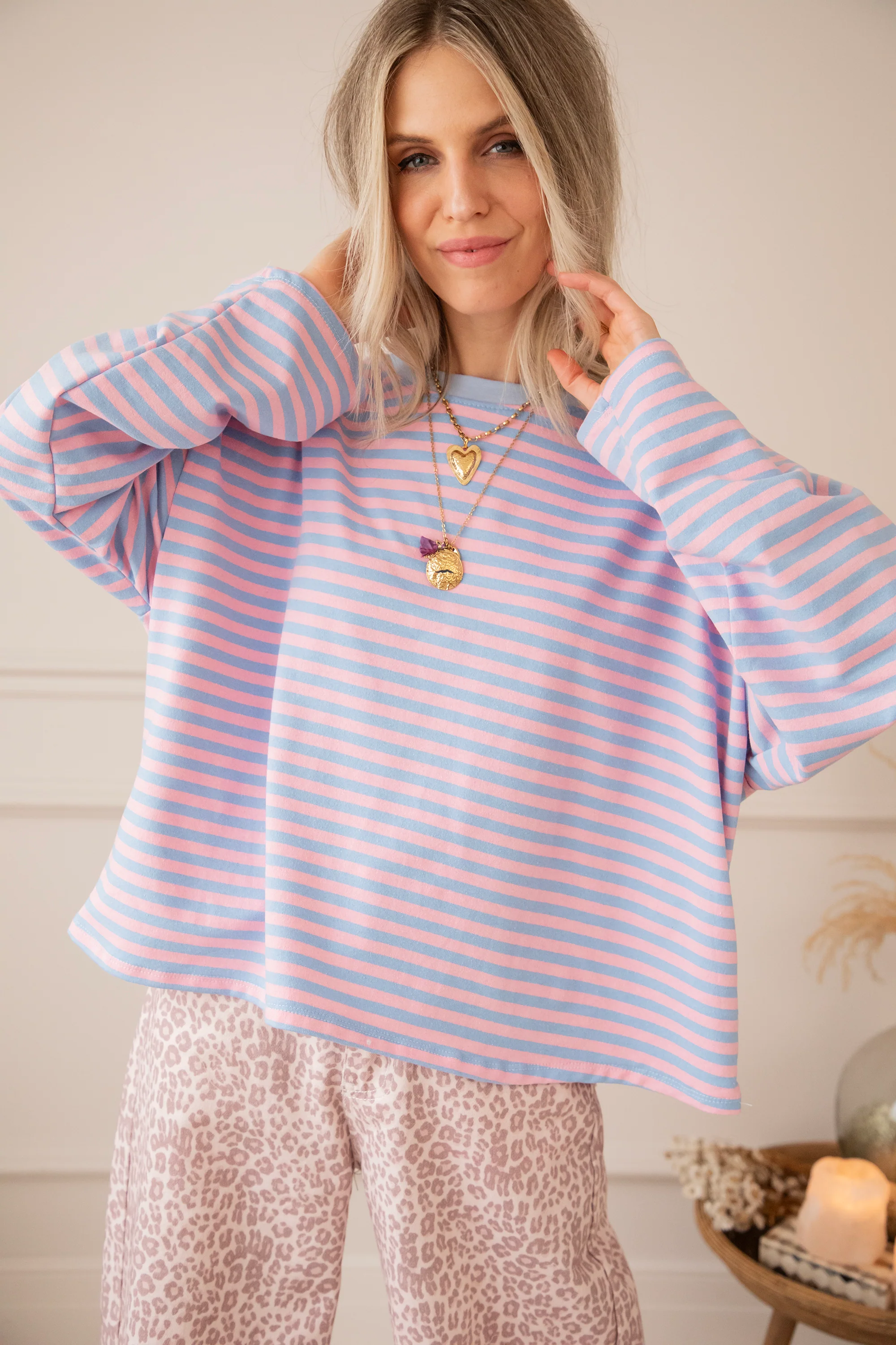 Sadie Stripe Soft Pink/Baby Blue - Longsleeve - Image 3