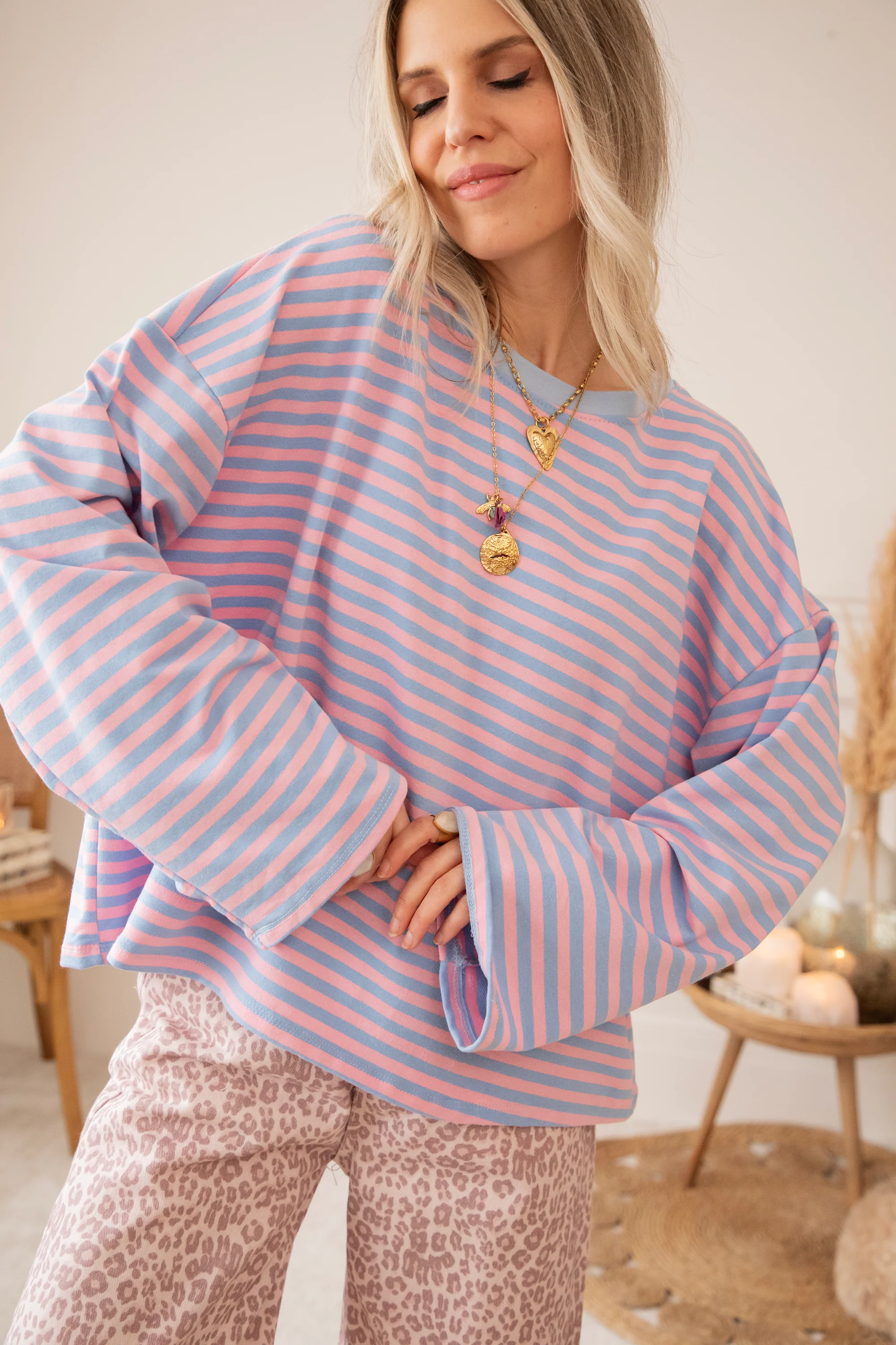 Sadie Stripe Soft Pink/Baby Blue - Longsleeve - Image 4