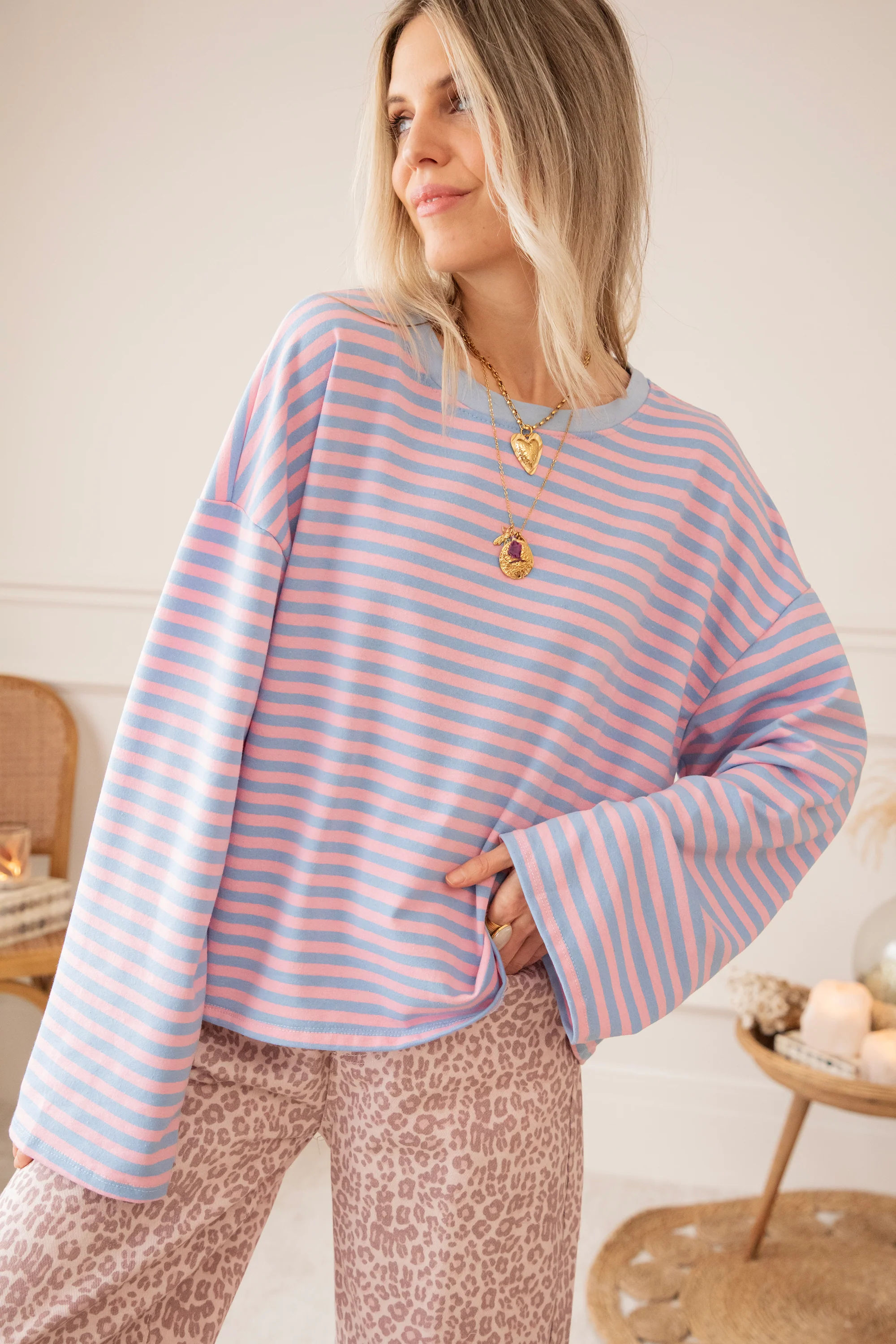 Sadie Stripe Soft Pink/Baby Blue - Longsleeve - Image 5