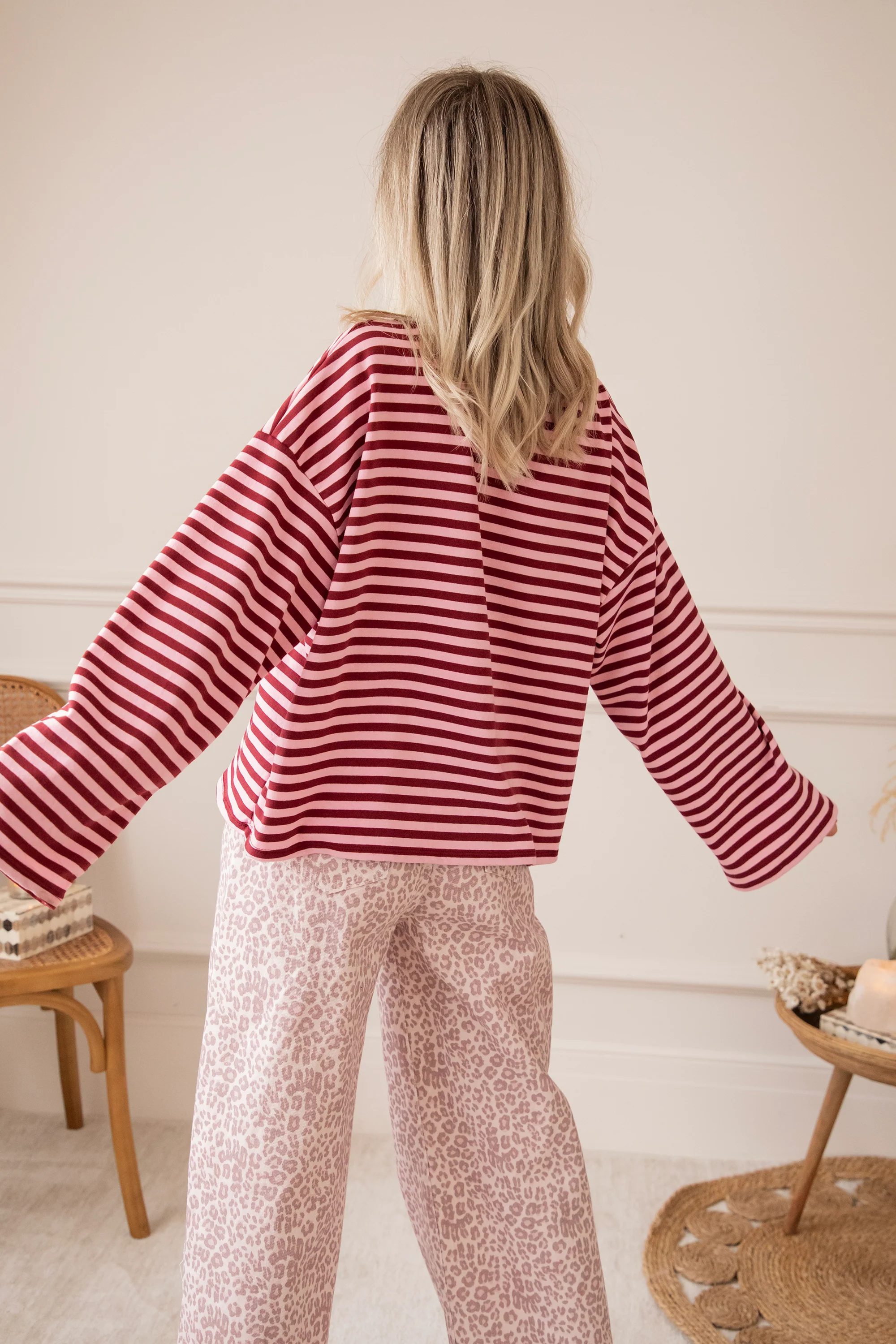 Sadie Stripe Pink/Bordeaux - Longsleeve - Image 10