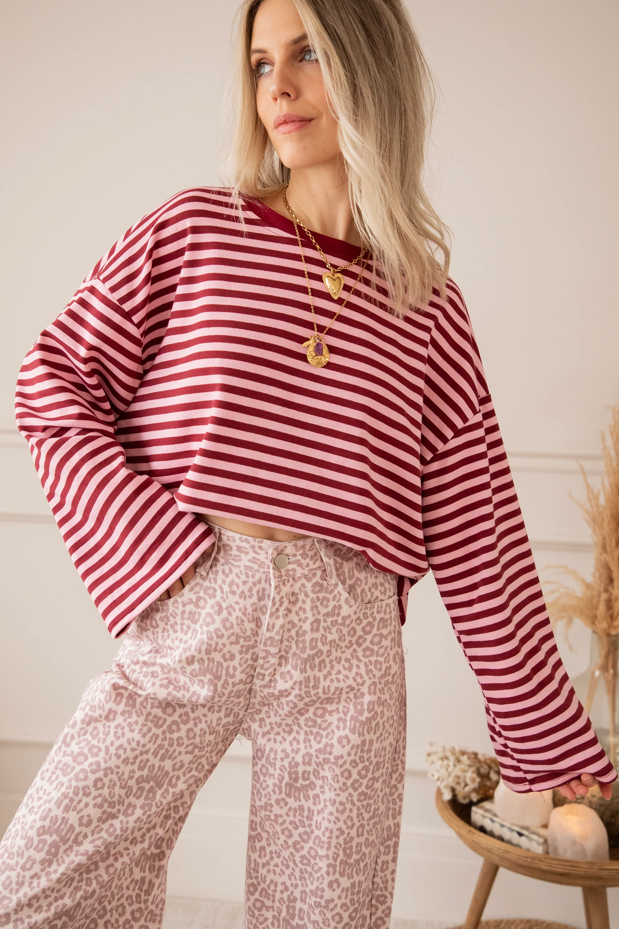 Sadie Stripe Pink/Bordeaux - Longsleeve - Image 11