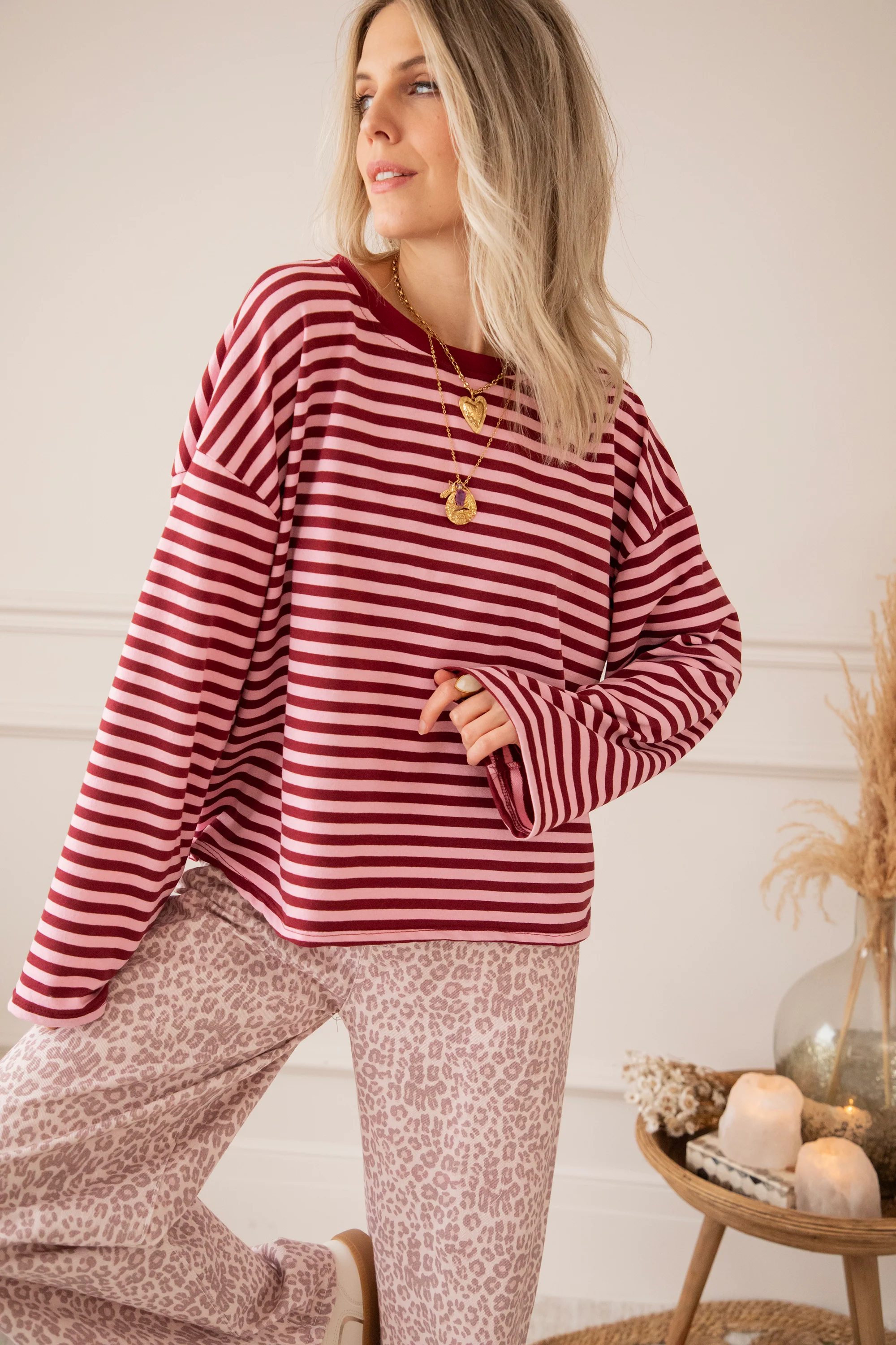 Sadie Stripe Pink/Bordeaux - Longsleeve - Image 12