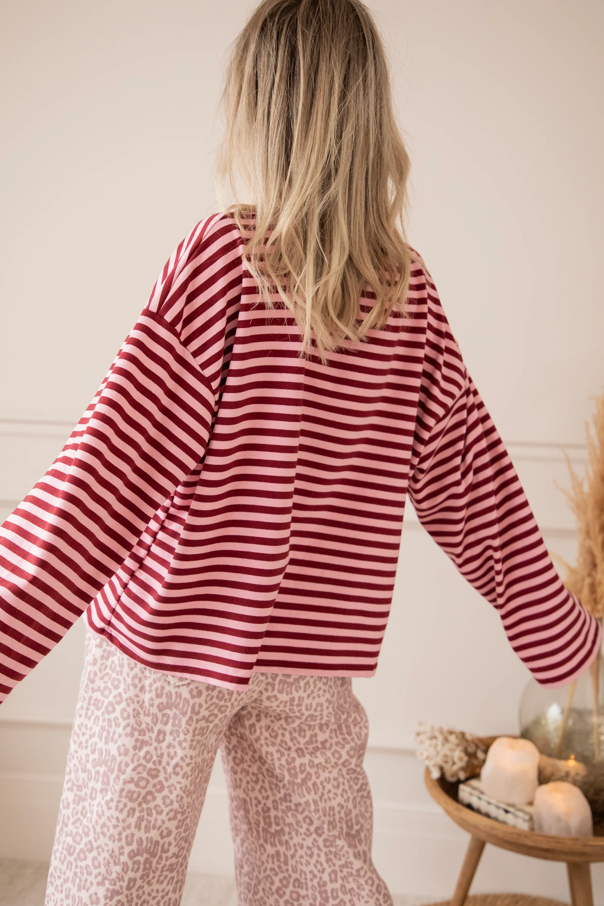 Sadie Stripe Pink/Bordeaux - Longsleeve - Image 2