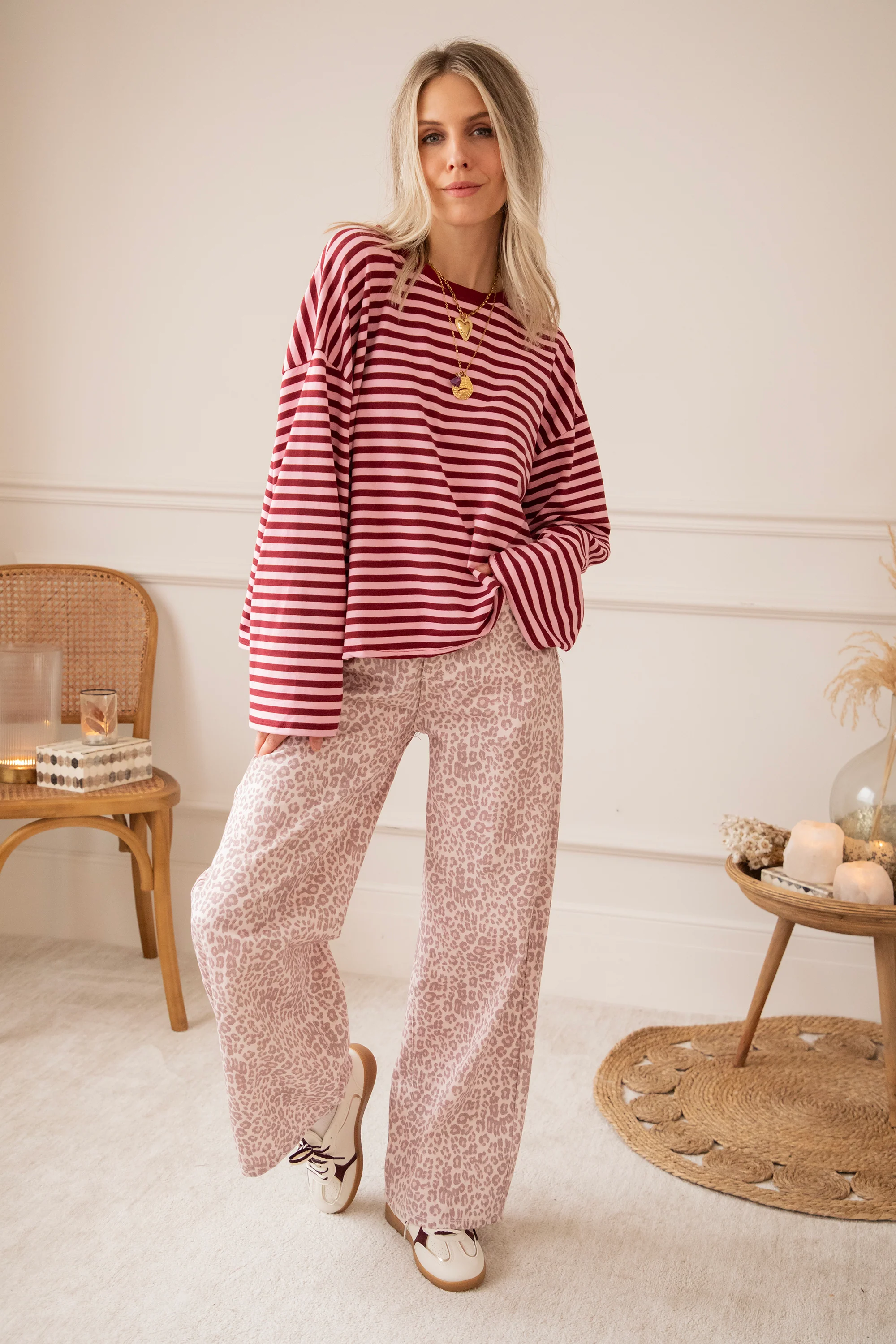 Sadie Stripe Pink/Bordeaux - Longsleeve - Image 3