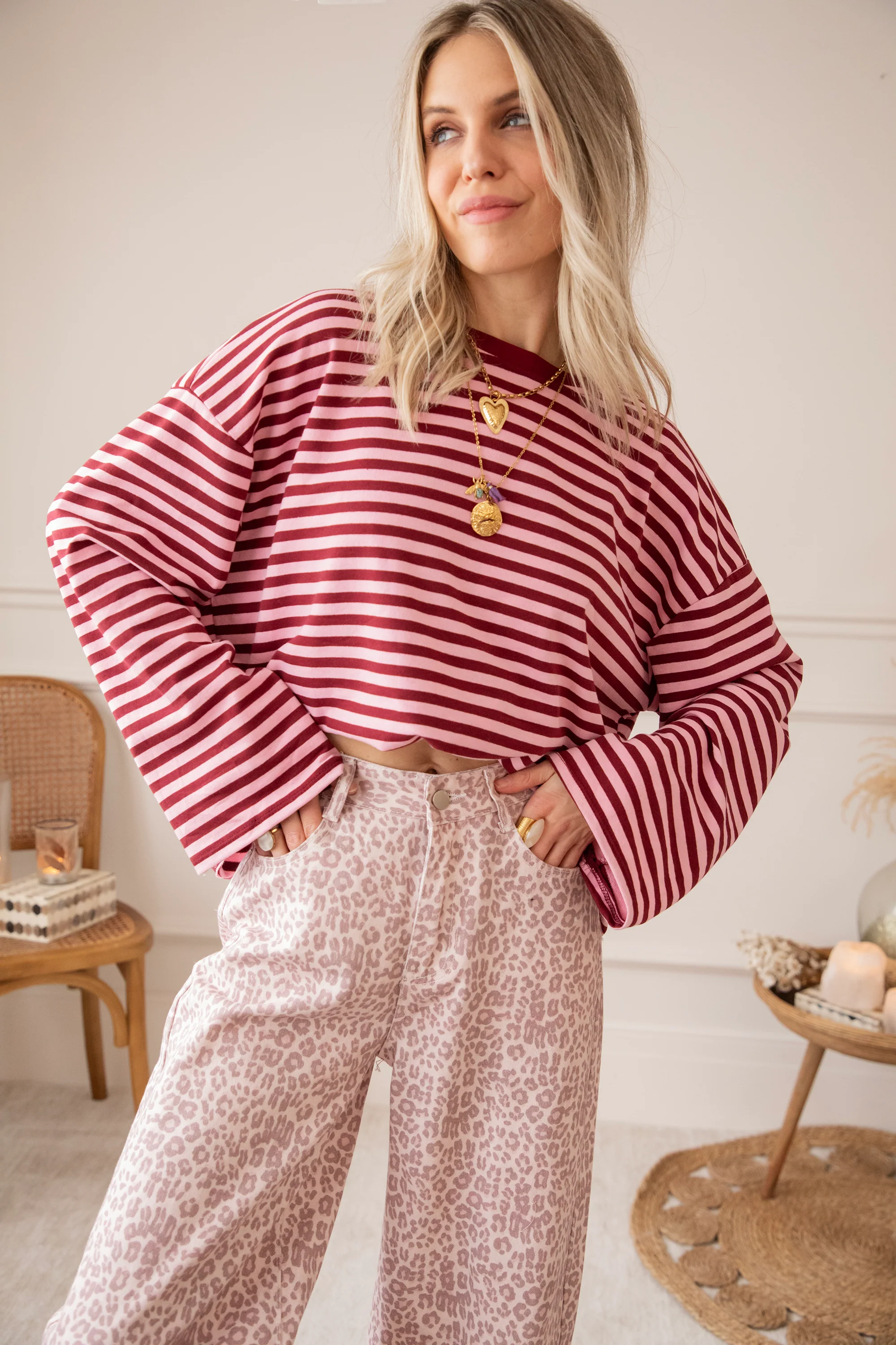 Sadie Stripe Pink/Bordeaux - Longsleeve - Image 4