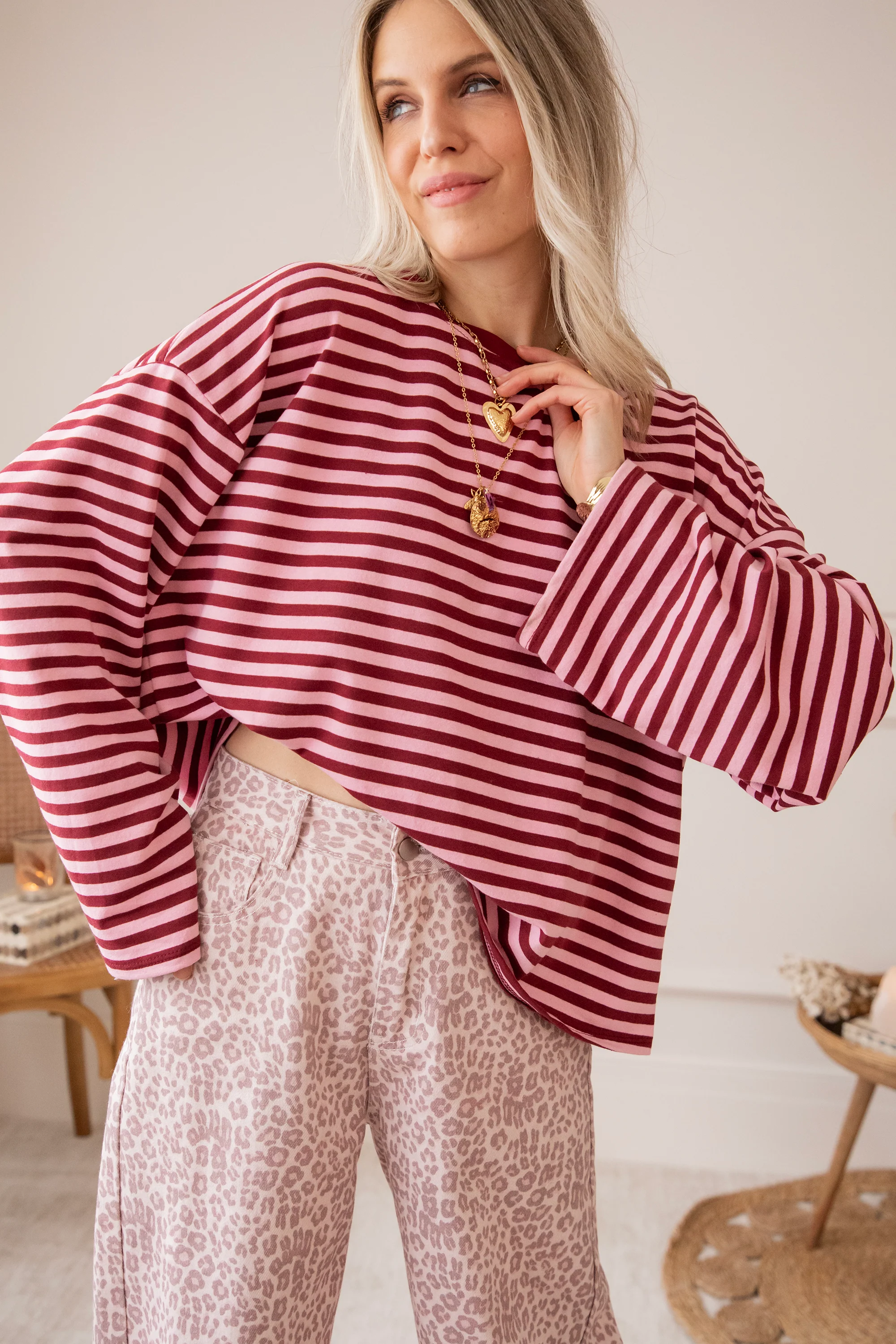 Sadie Stripe Pink/Bordeaux - Longsleeve - Image 5