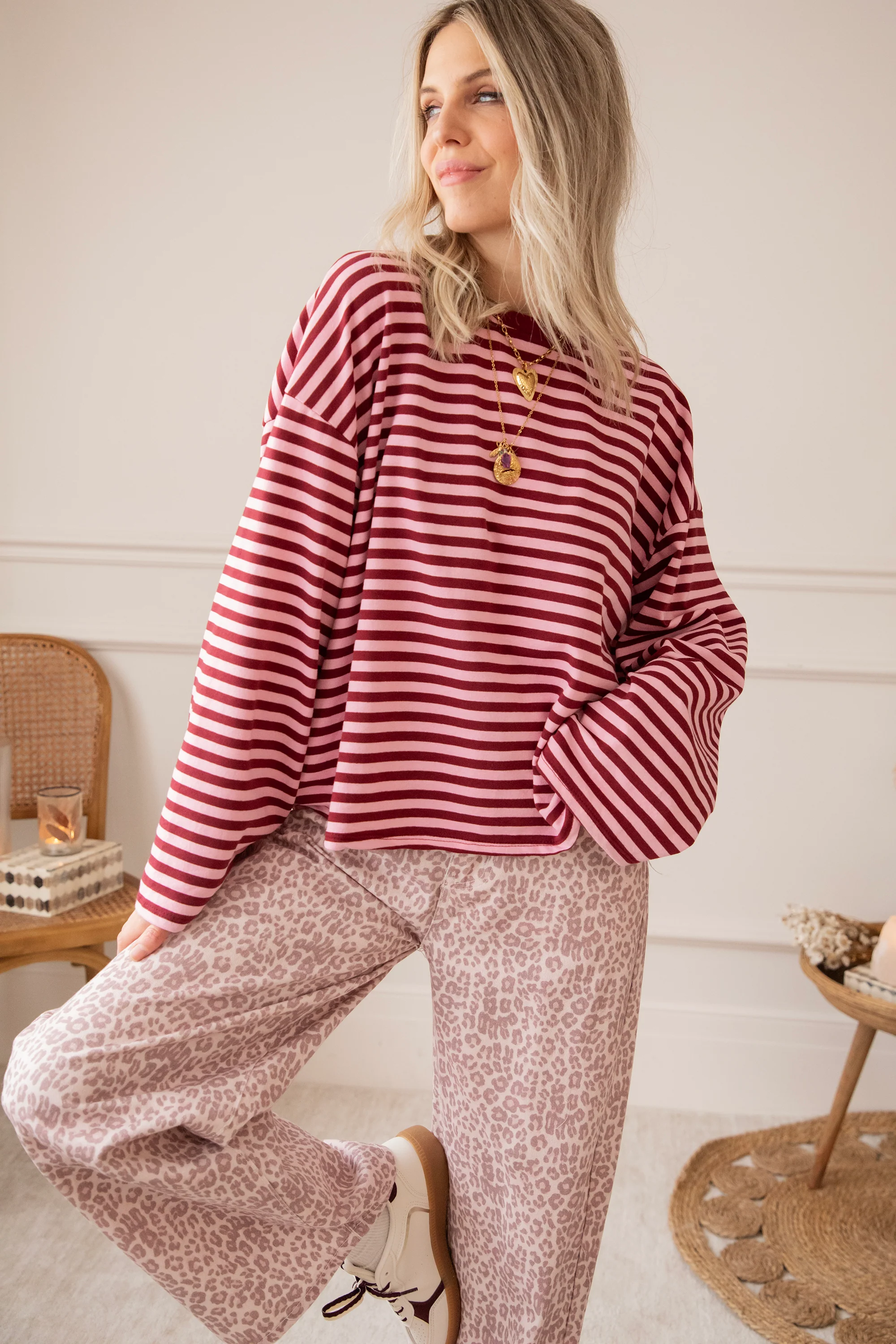Sadie Stripe Pink/Bordeaux - Longsleeve - Image 8