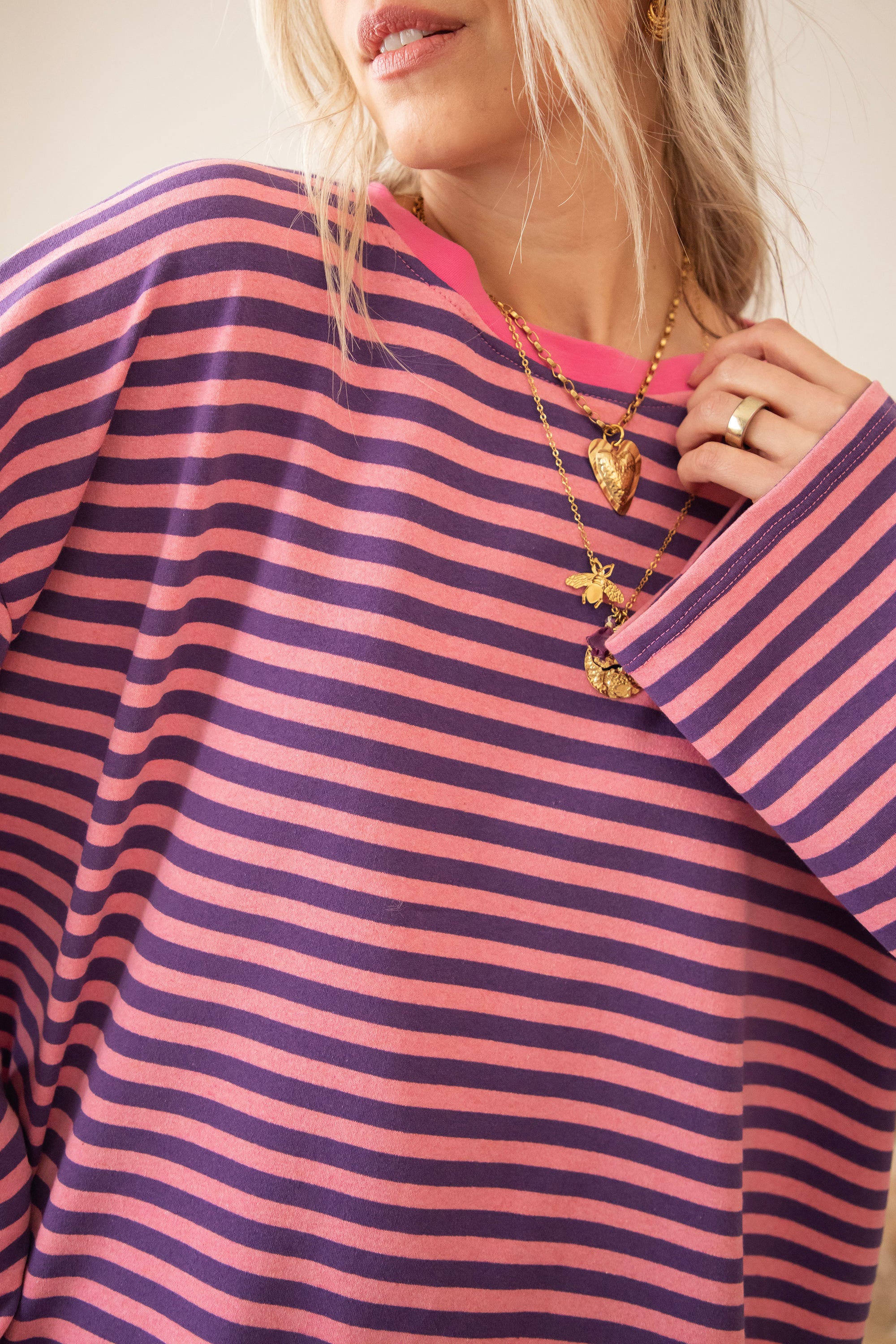 Sadie Stripe Pink/Dark Blue - Longsleeve - Image 5