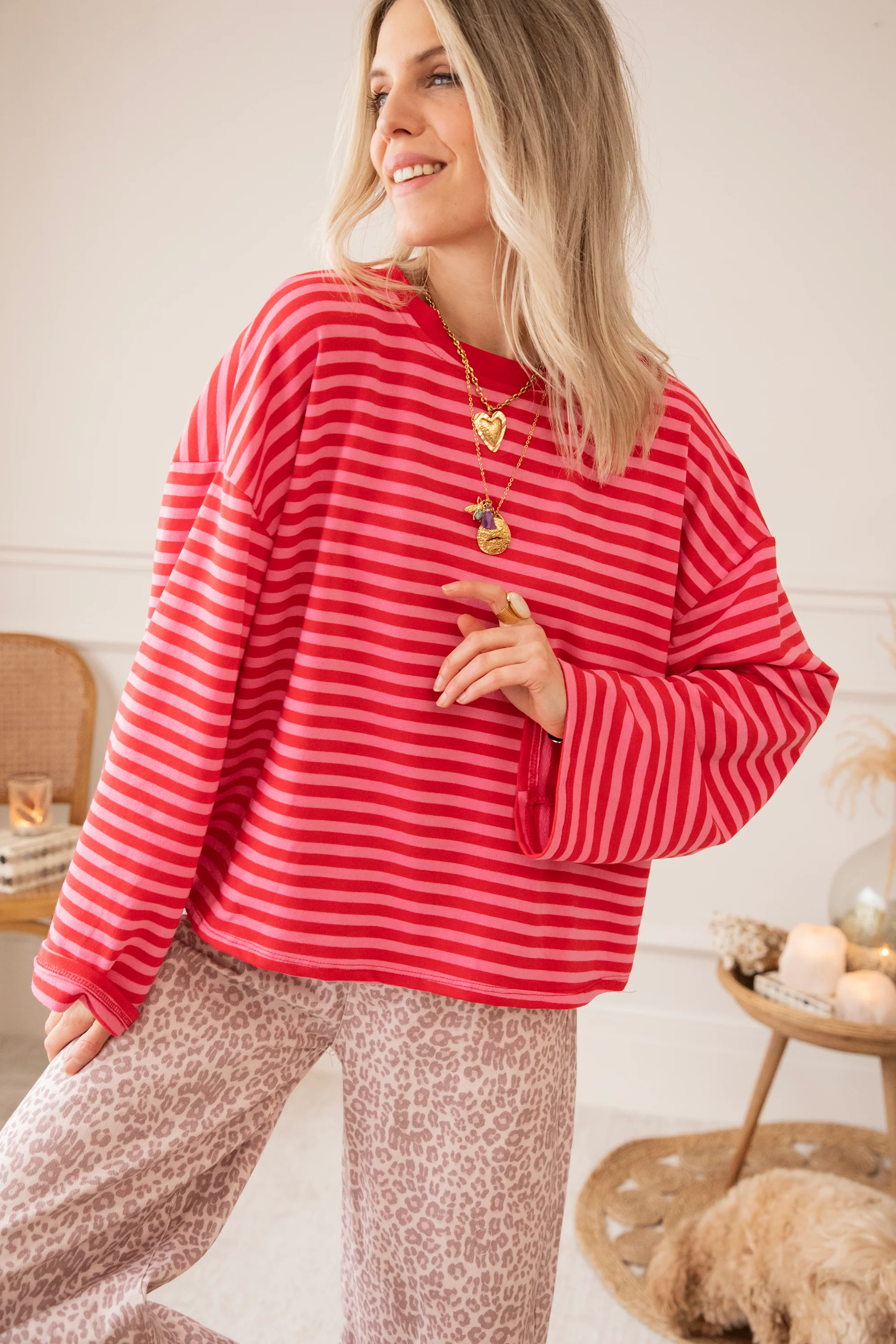 Sadie Stripe Pink/Red - Longsleeve - Image 3