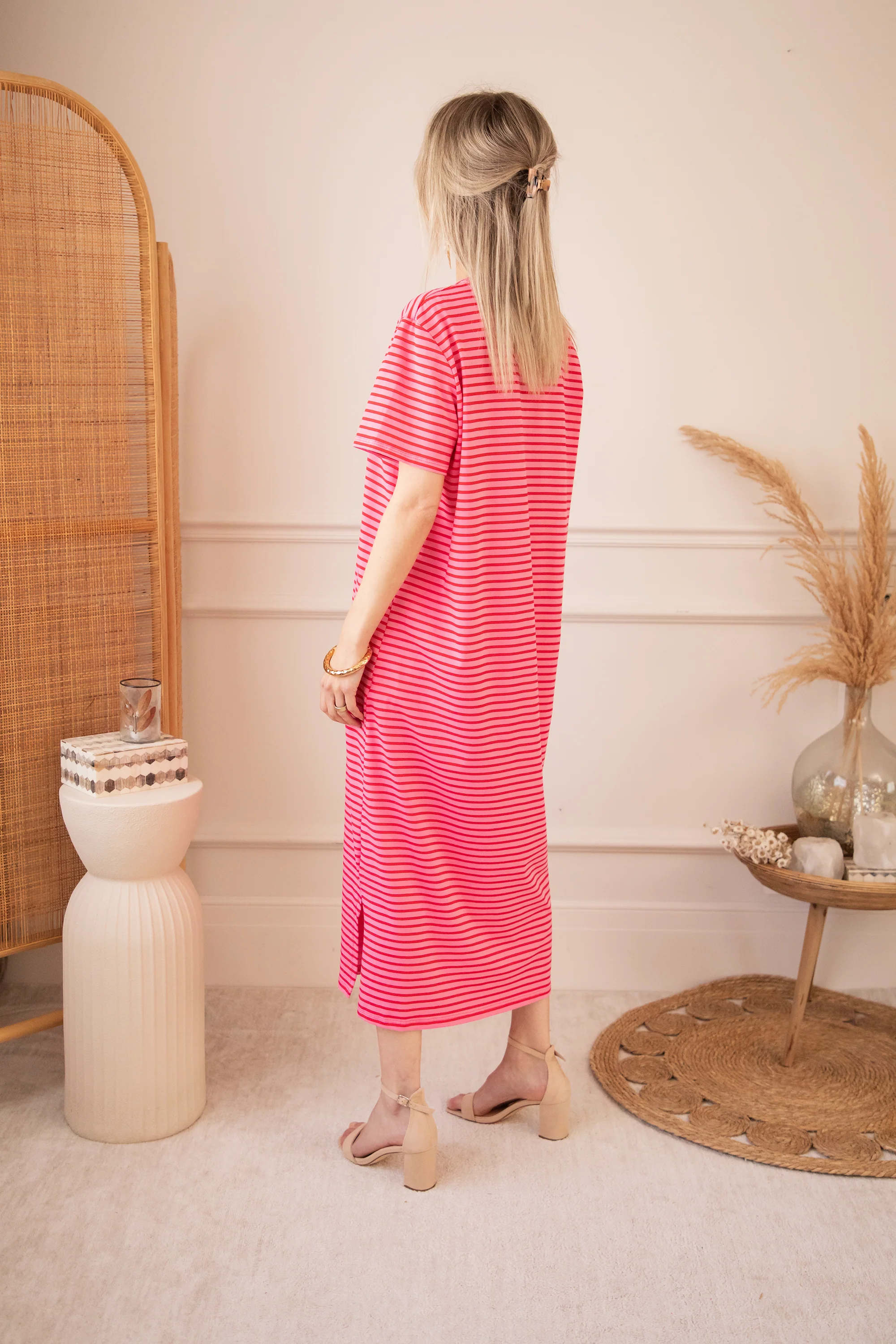 Sadie Stripe Pink/Red - Maxi Jurk - Image 6