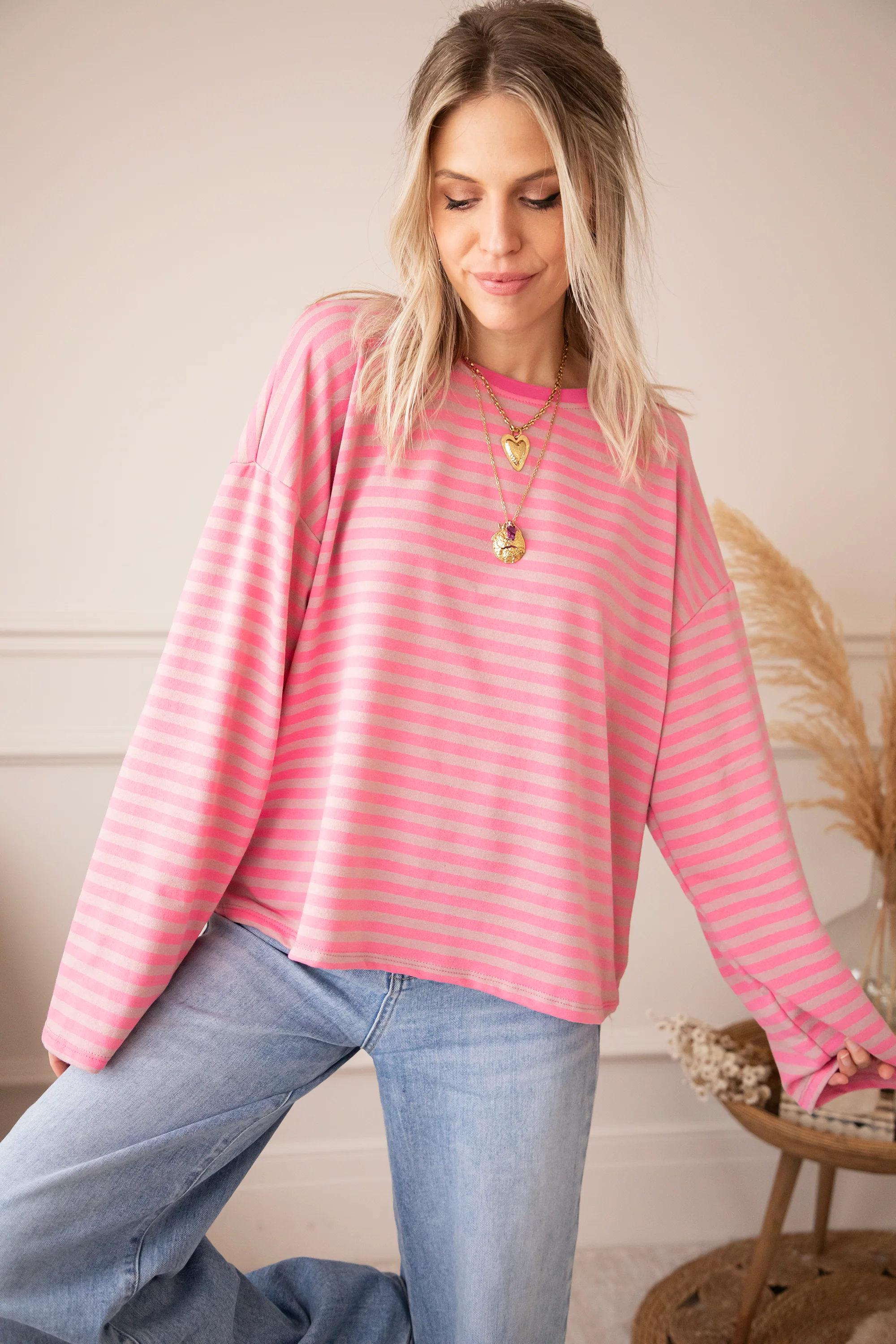 Sadie Stripe Pink/Taupe - Longsleeve - Image 5