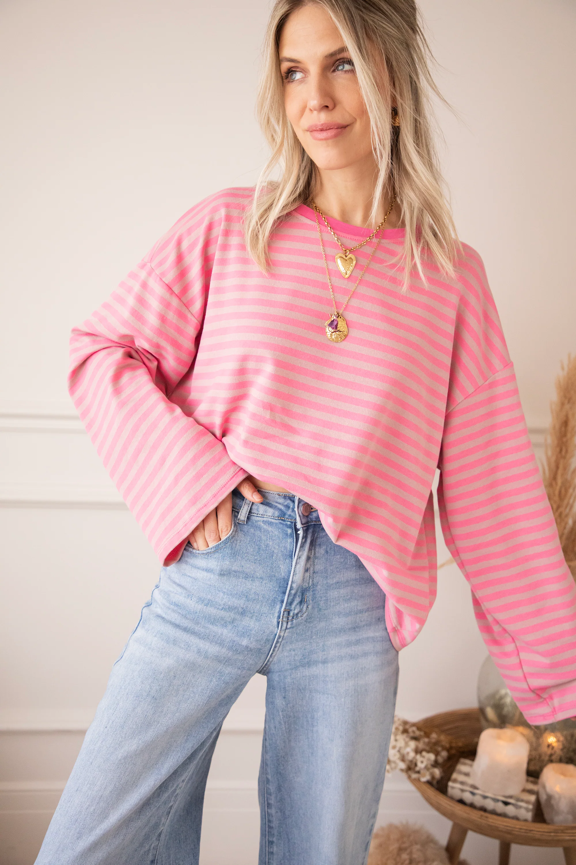 Sadie Stripe Pink/Taupe - Longsleeve - Image 6