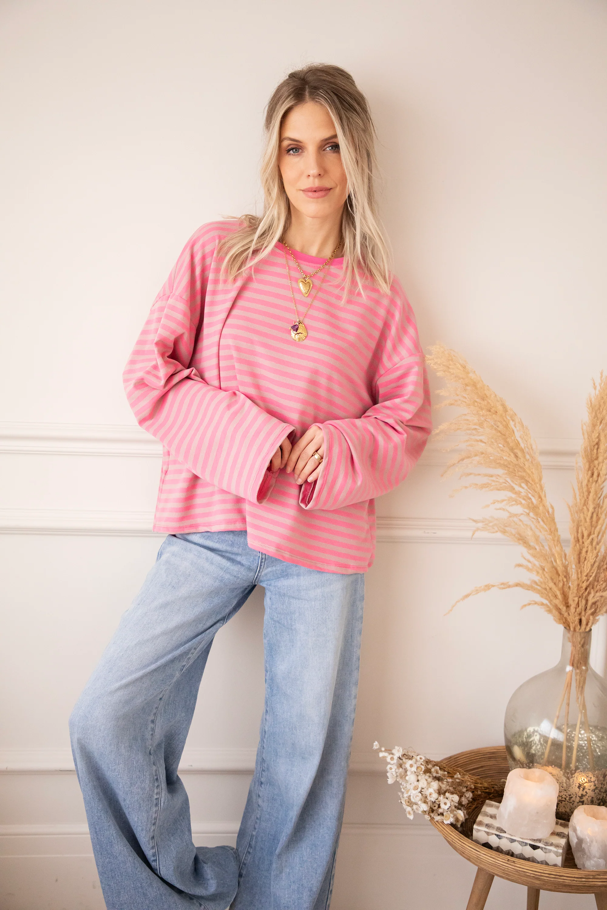 Sadie Stripe Pink/Taupe - Longsleeve - Image 7