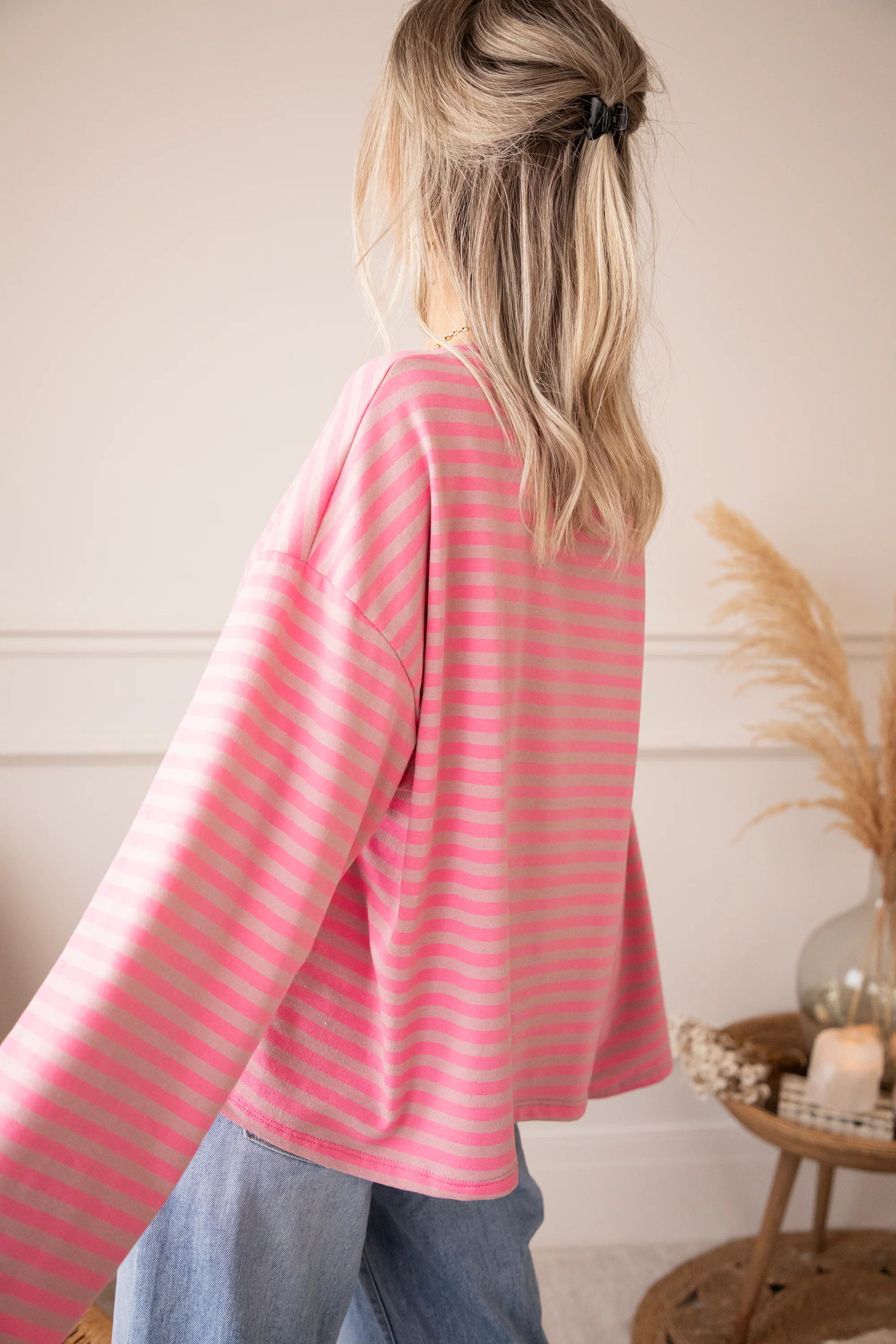 Sadie Stripe Pink/Taupe - Longsleeve - Image 9
