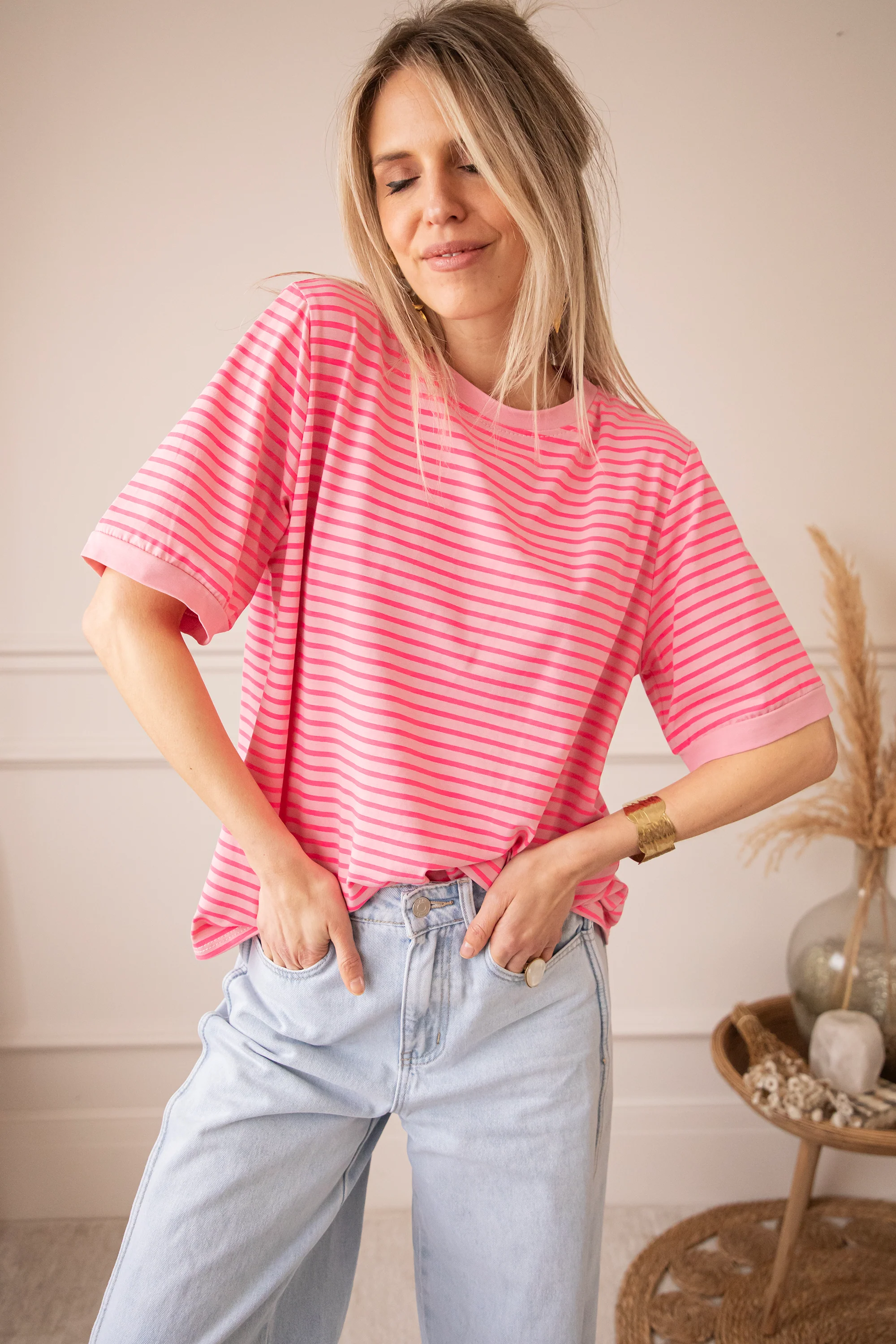 Sadie Stripe Rose/Pink - T-Shirt - Image 6