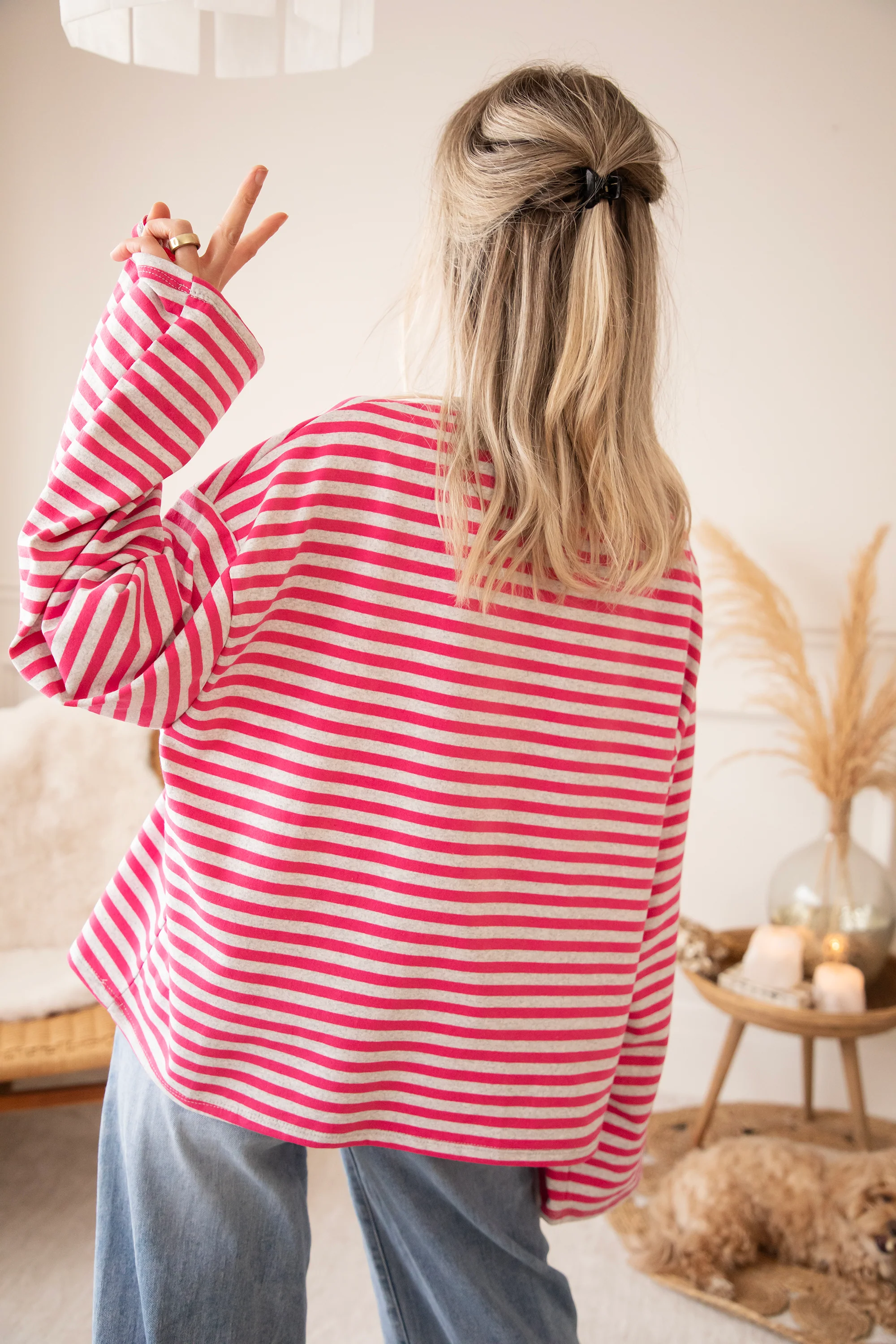 Sadie Stripe Soft Grey/Fuchsia - Longsleeve - Image 6