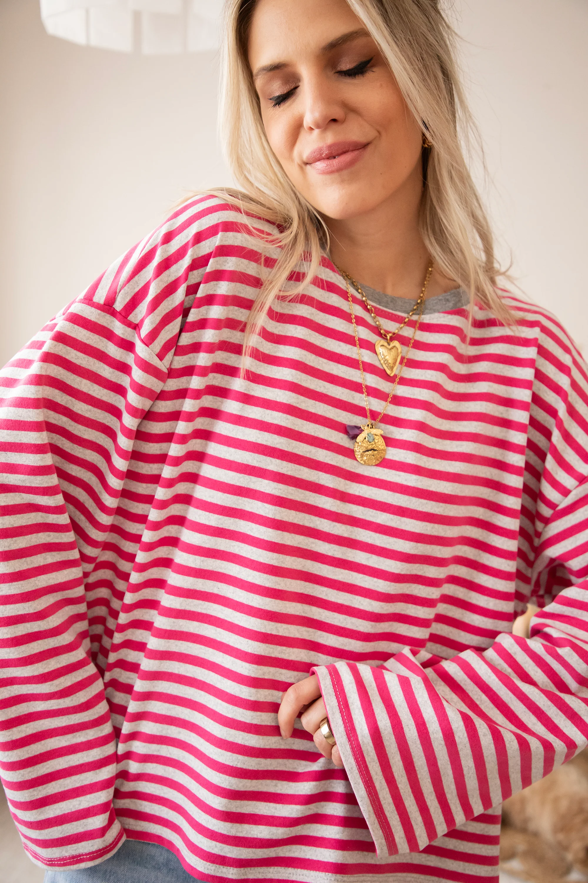 Sadie Stripe Soft Grey/Fuchsia - Longsleeve - Image 8