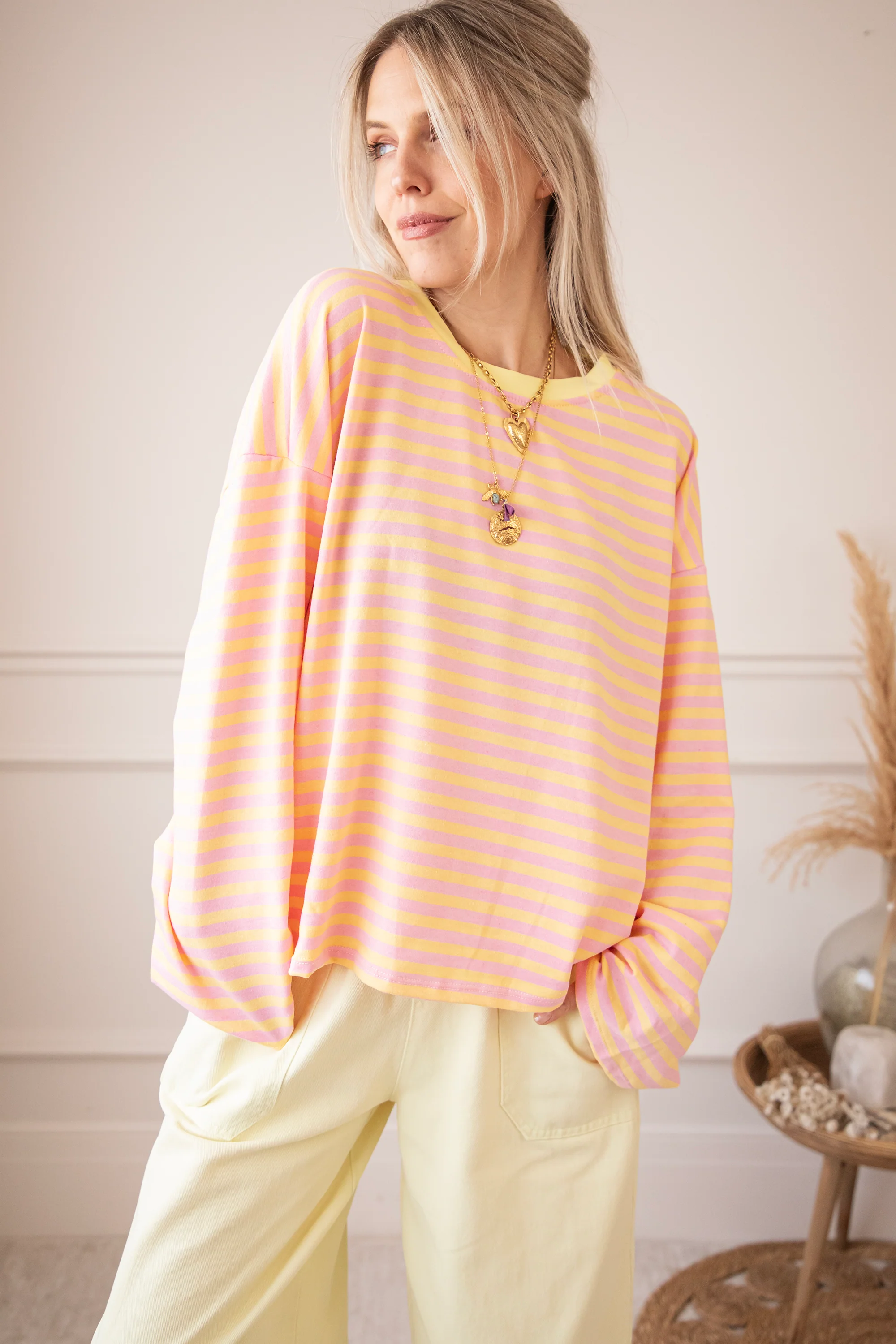 Sadie Stripe Yellow/Baby Pink - Longsleeve - Image 10