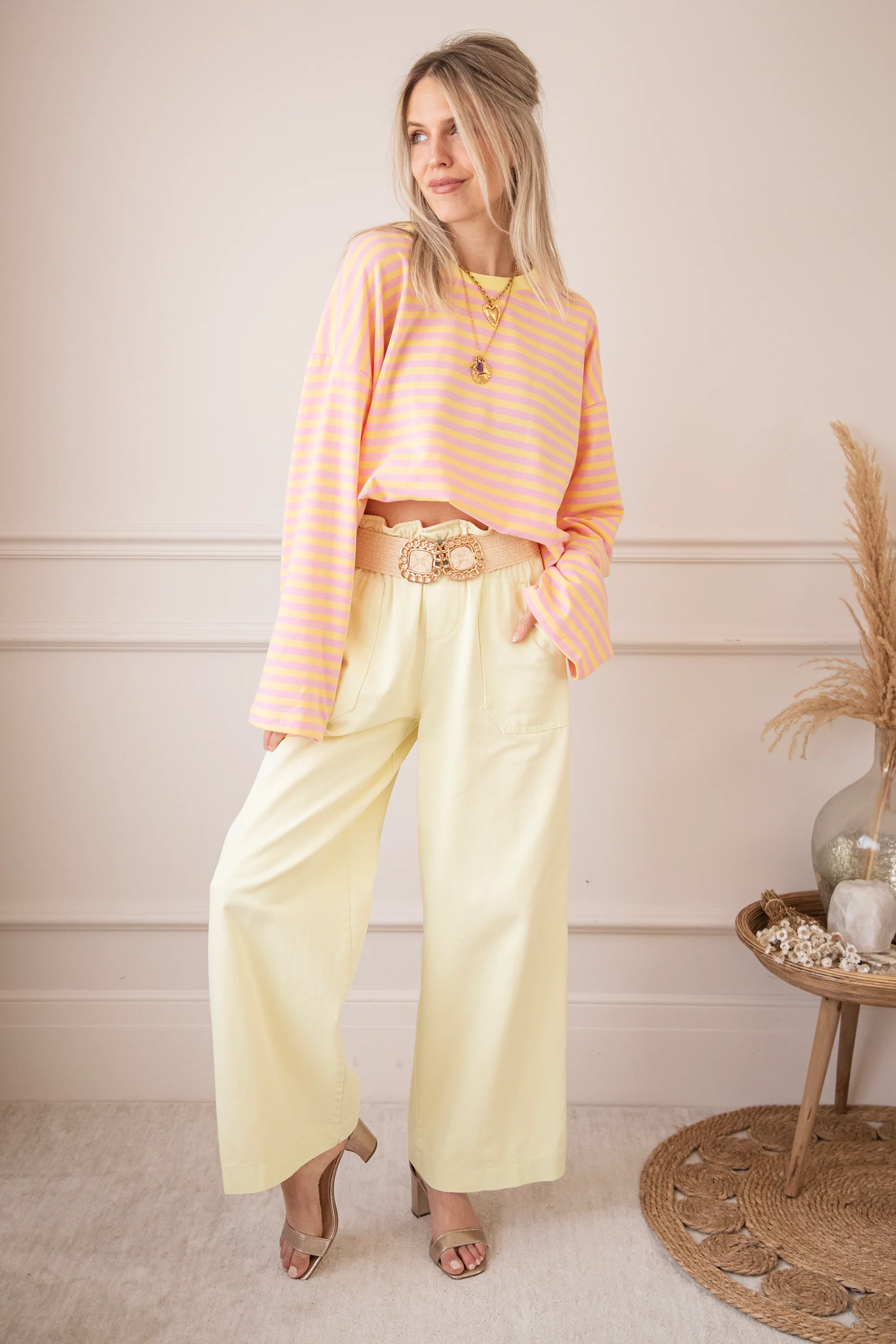 Sadie Stripe Yellow/Baby Pink - Longsleeve - Image 12