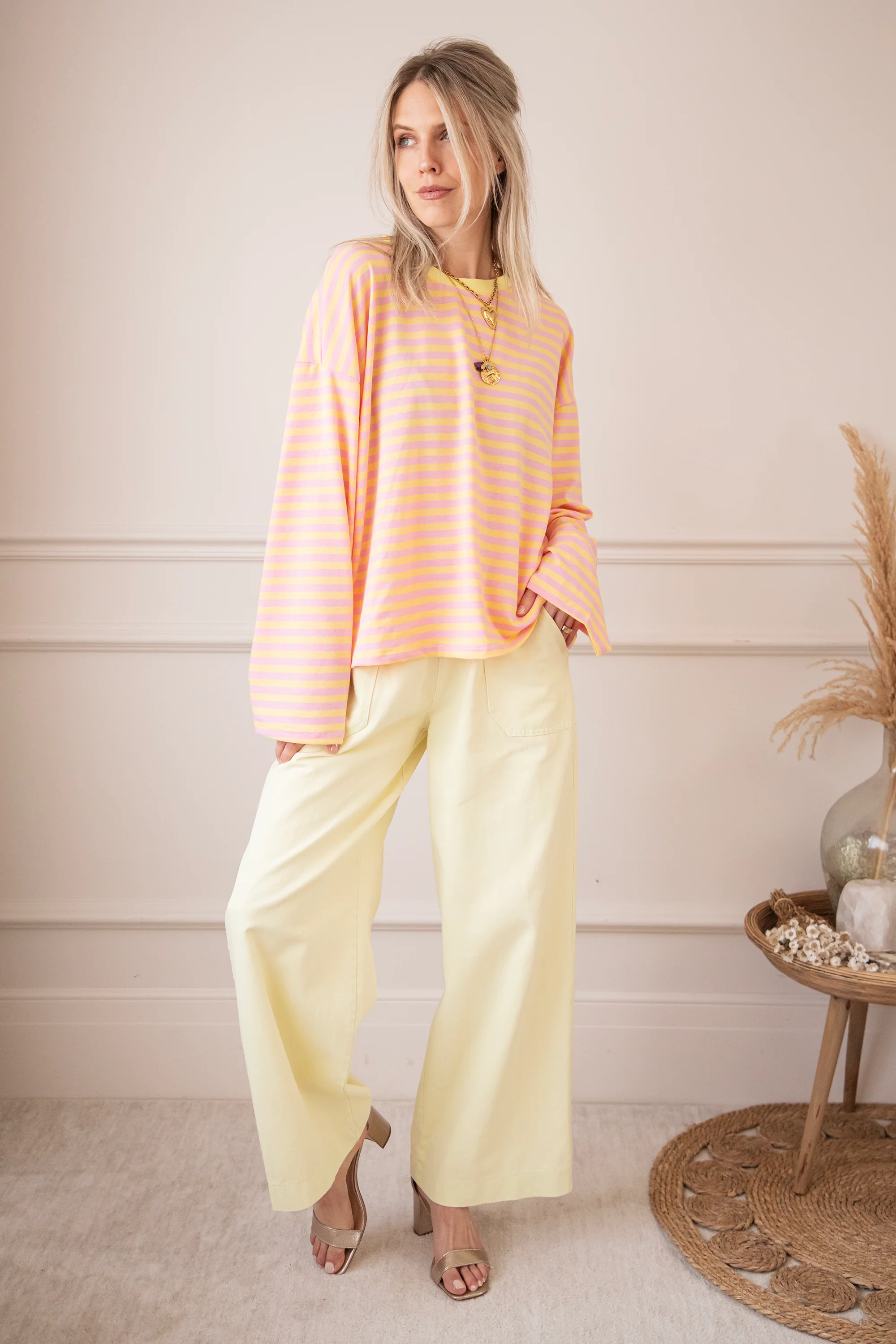 Sadie Stripe Yellow/Baby Pink - Longsleeve - Image 13