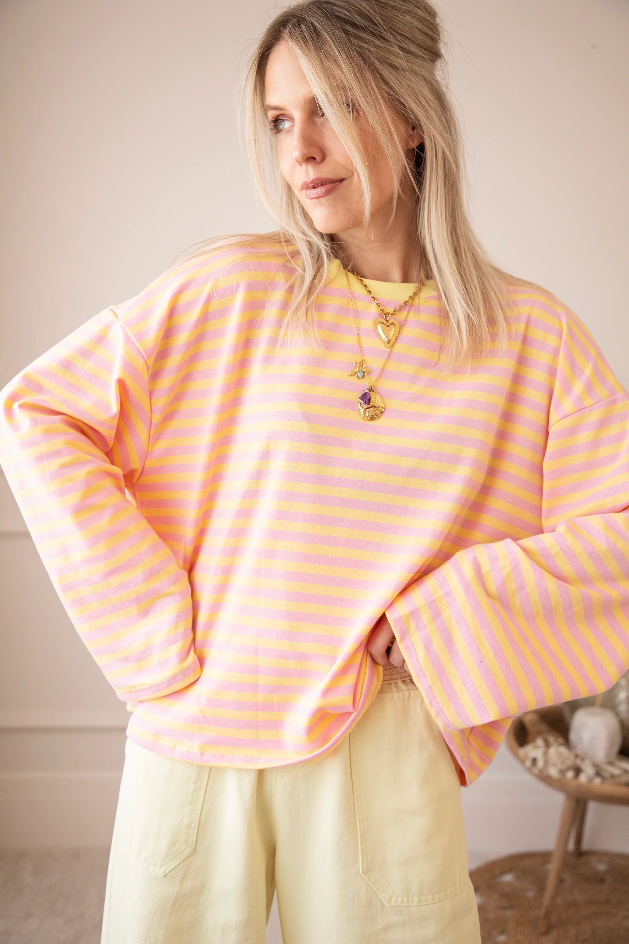 Sadie Stripe Yellow/Baby Pink - Longsleeve - Image 14