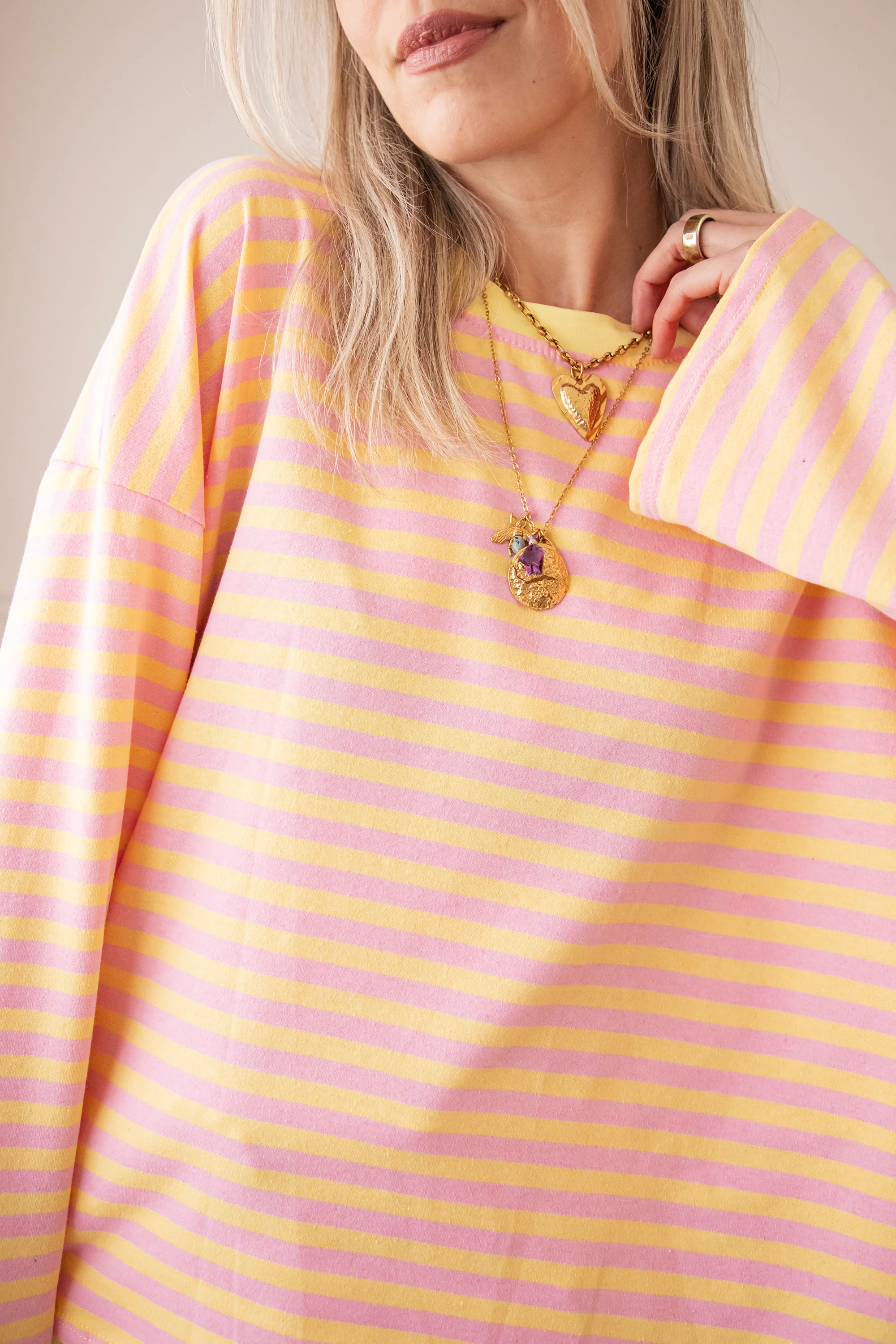 Sadie Stripe Yellow/Baby Pink - Longsleeve - Image 2