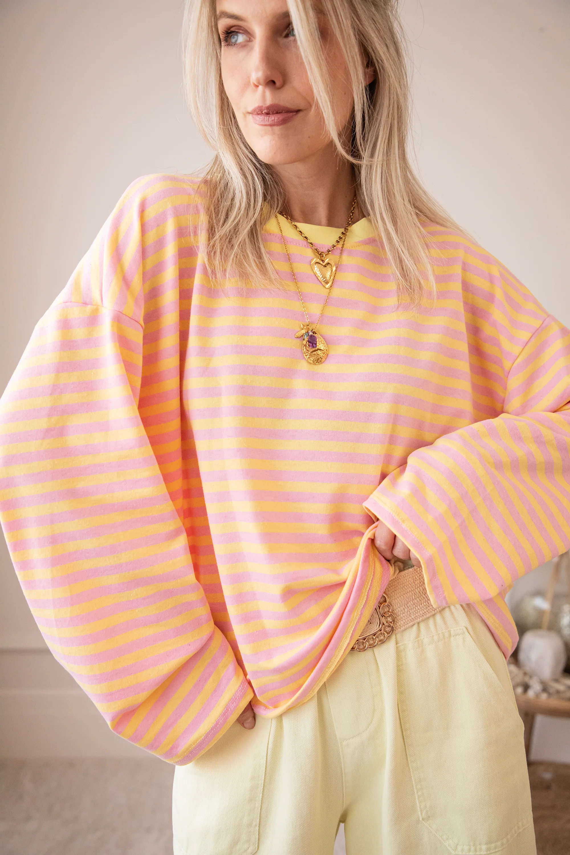 Sadie Stripe Yellow/Baby Pink - Longsleeve - Image 6