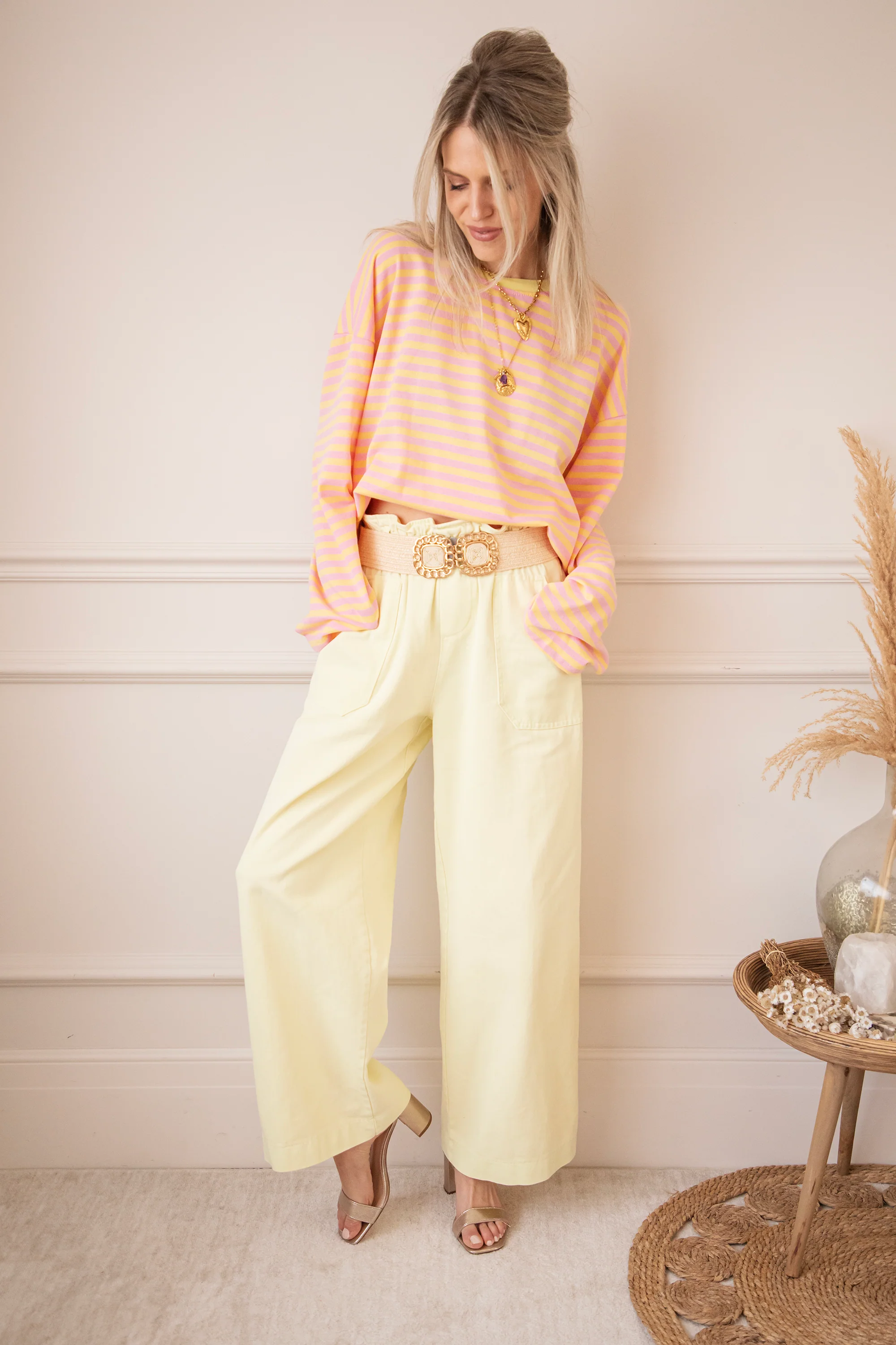 Sadie Stripe Yellow/Baby Pink - Longsleeve - Image 7