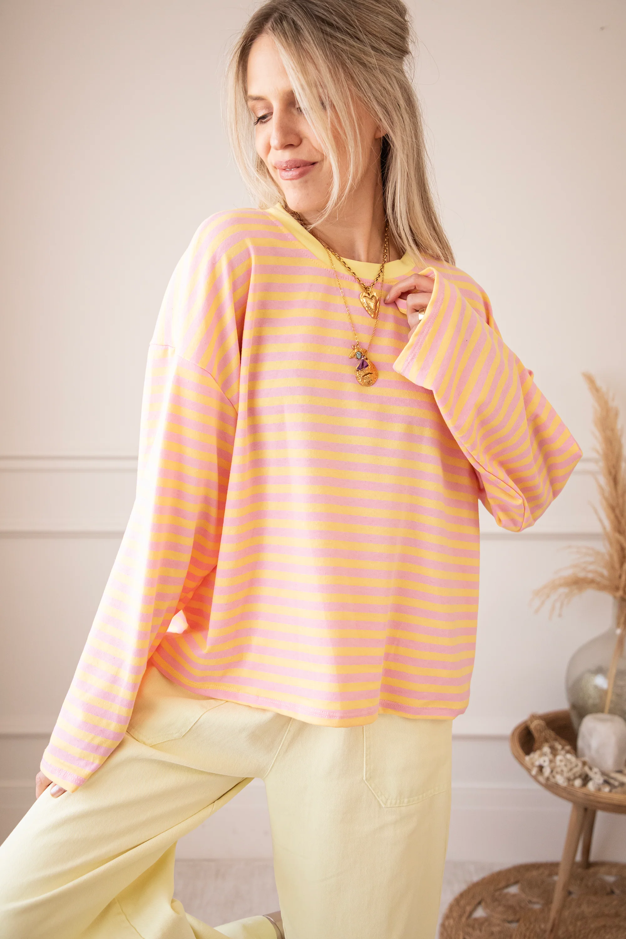 Sadie Stripe Yellow/Baby Pink - Longsleeve - Image 8