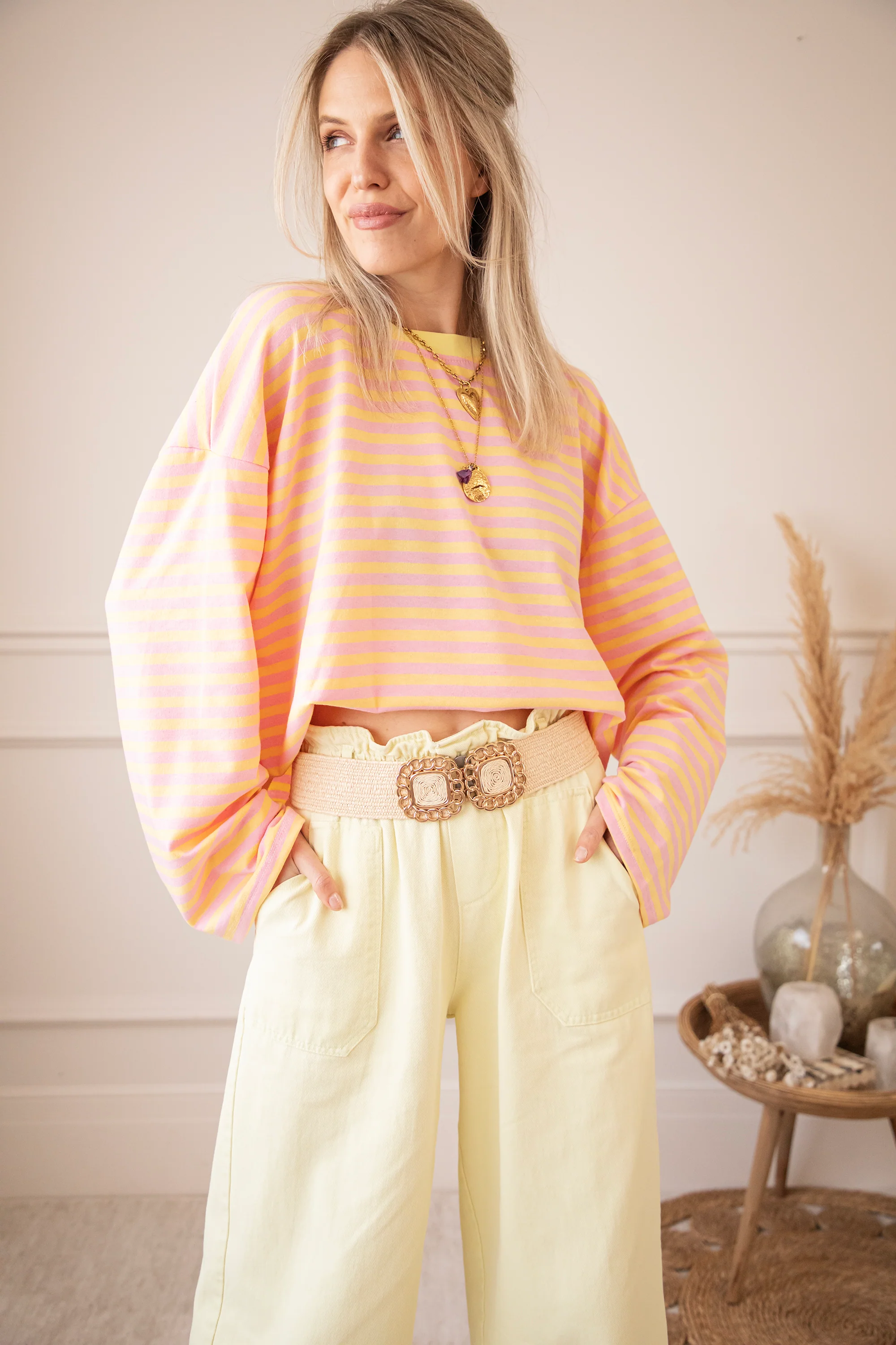 Sadie Stripe Yellow/Baby Pink - Longsleeve - Image 9