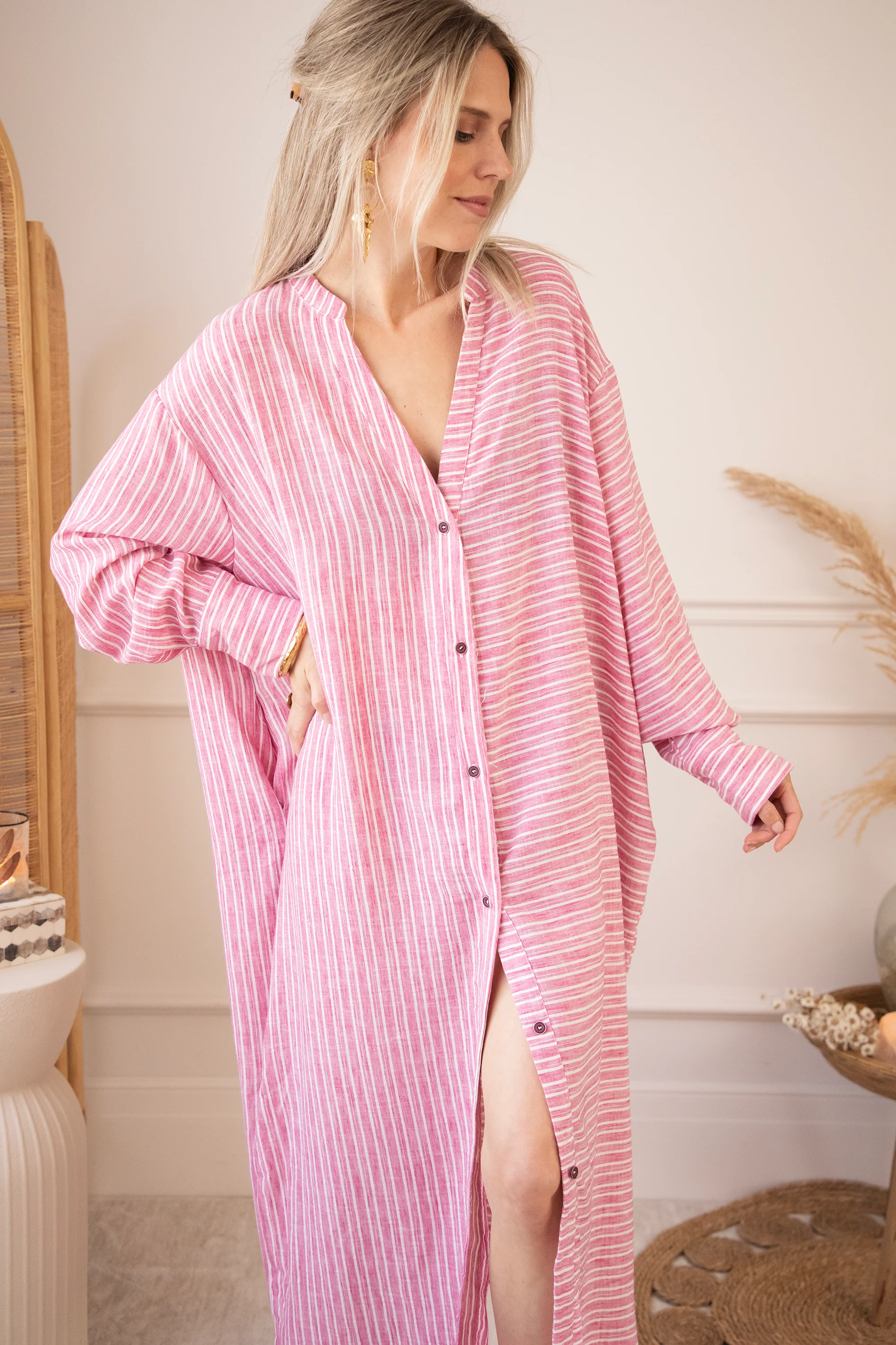 Serene Stripes Pink - Maxi Jurk - Image 2